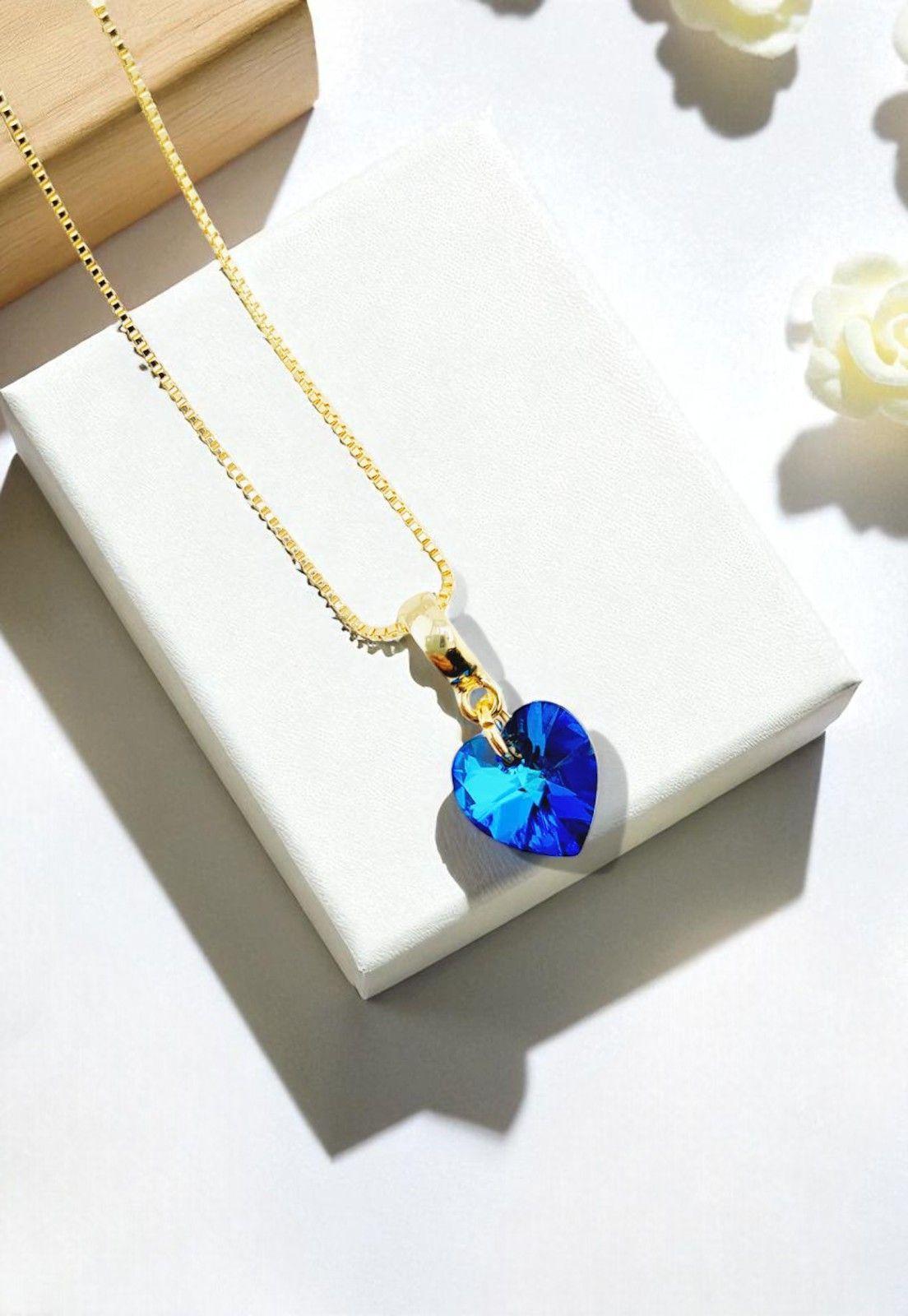 Collar Romance Gold 24K Cristal Genuino Bermuda Blue-1