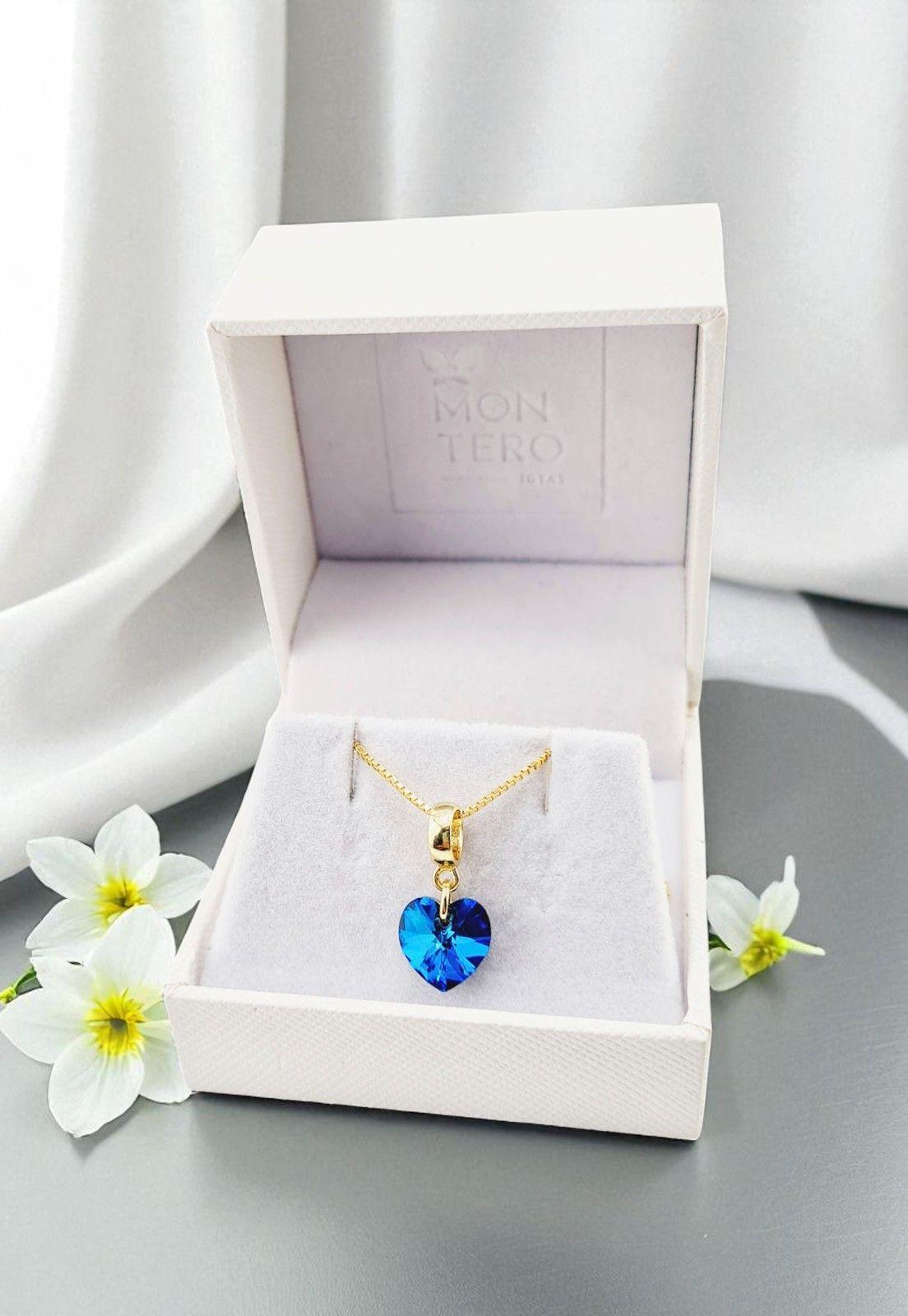 Collar Romance Gold 24K Cristal Genuino Bermuda Blue-2