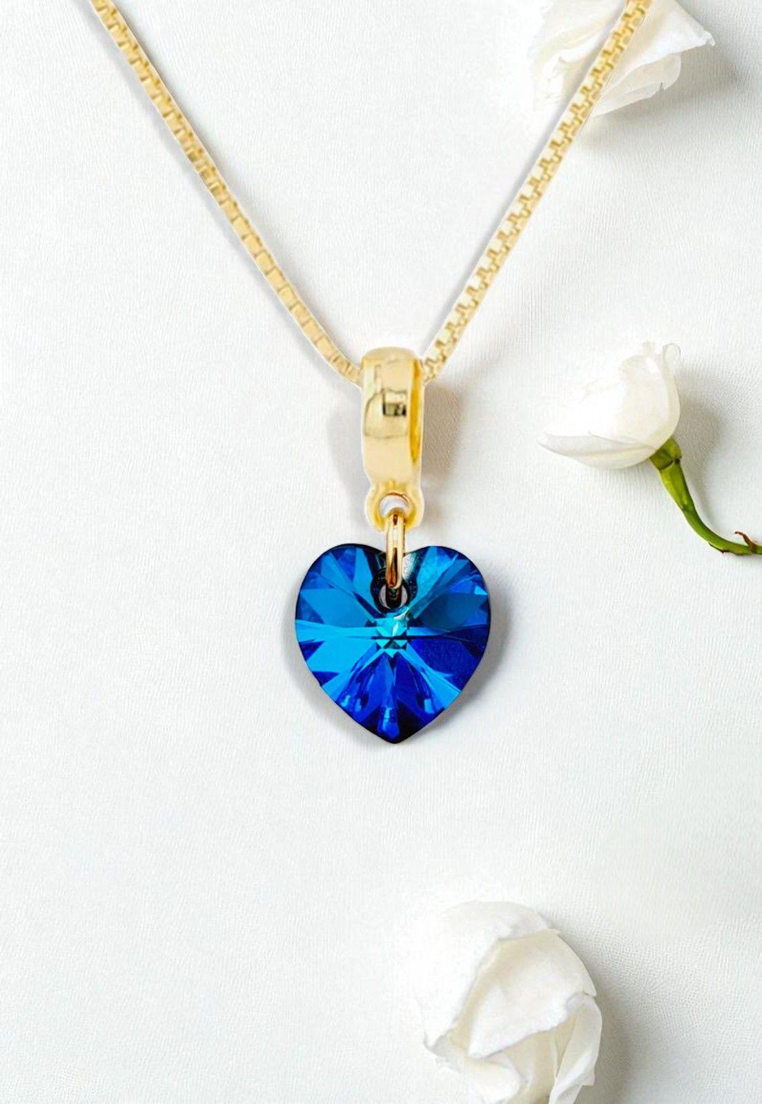 Collar Romance Gold 24K Cristal Genuino Bermuda Blue-3