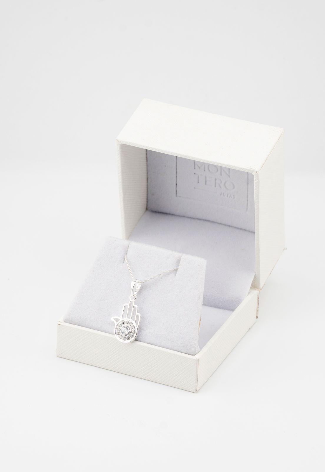 Collar Fatima Silver Baño de Oro Blanco-3