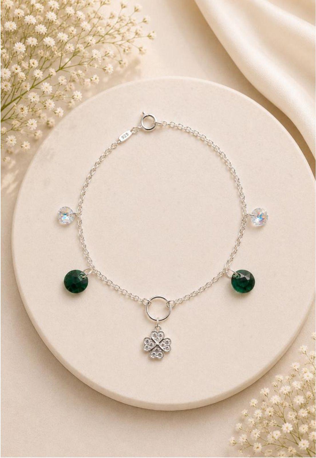 Pulsera Fortuna Plata 925 Cristal Swarovski® Emerald-3