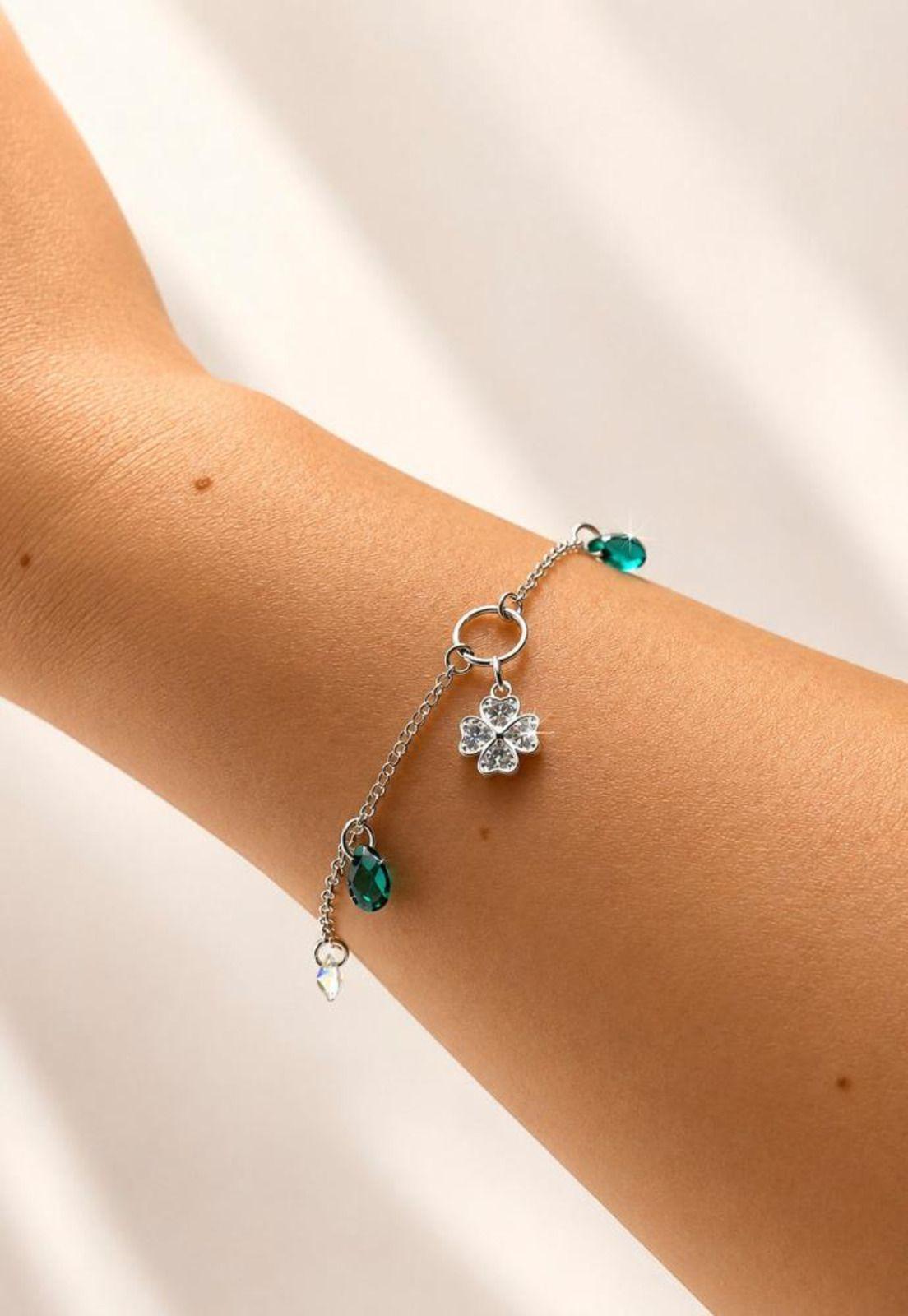 Pulsera Fortuna Plata 925 Cristal Swarovski® Emerald-4