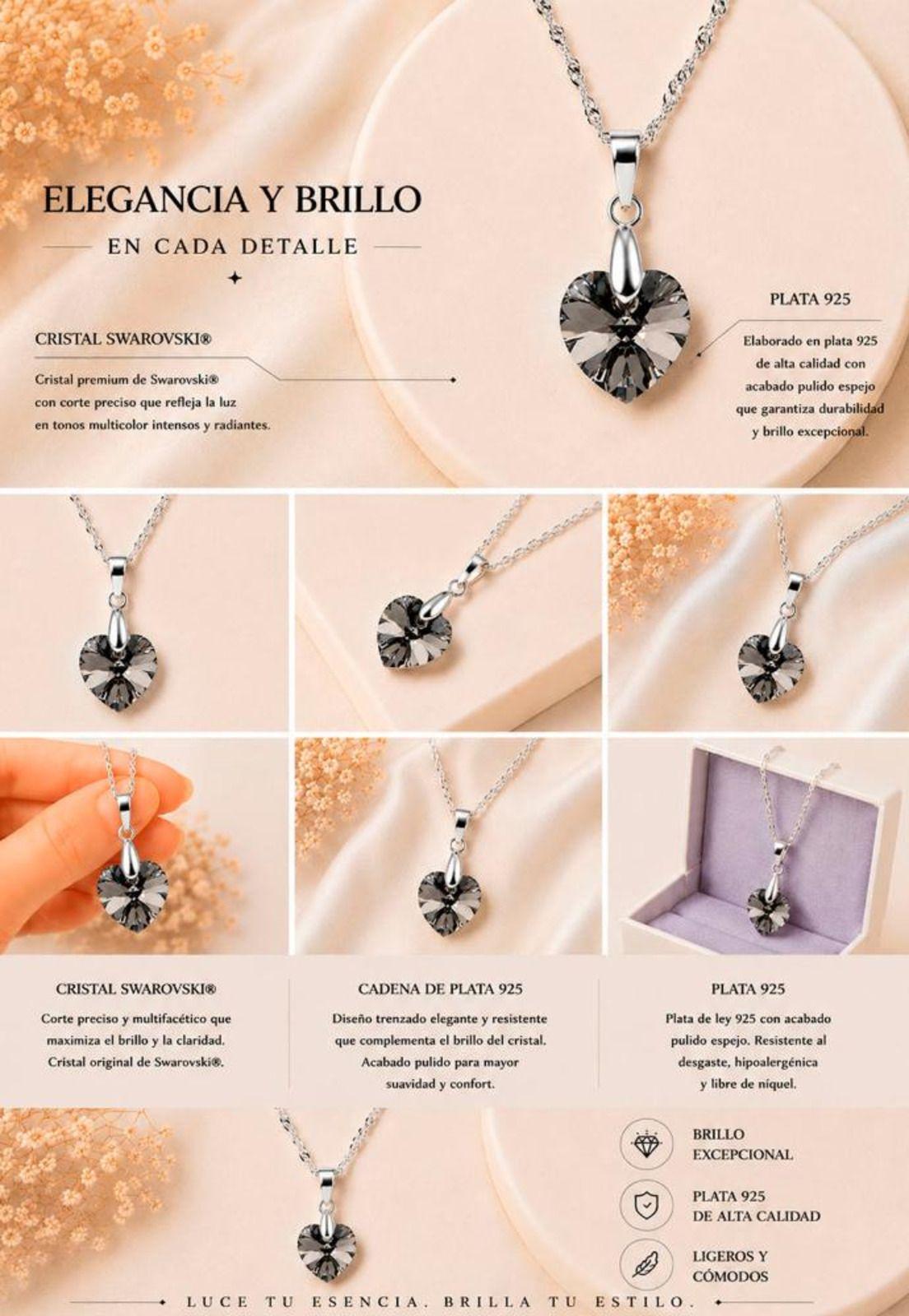 Collar Romance Plata 925 Cristal Swarovski® Silver Night-5