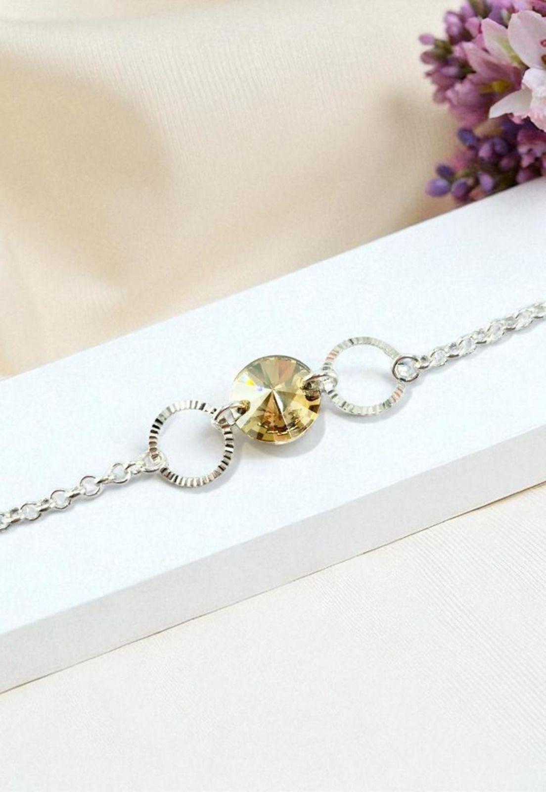 Pulsera Rafaela Plata 925 Cristal Swarovski® Golden Shadow-2