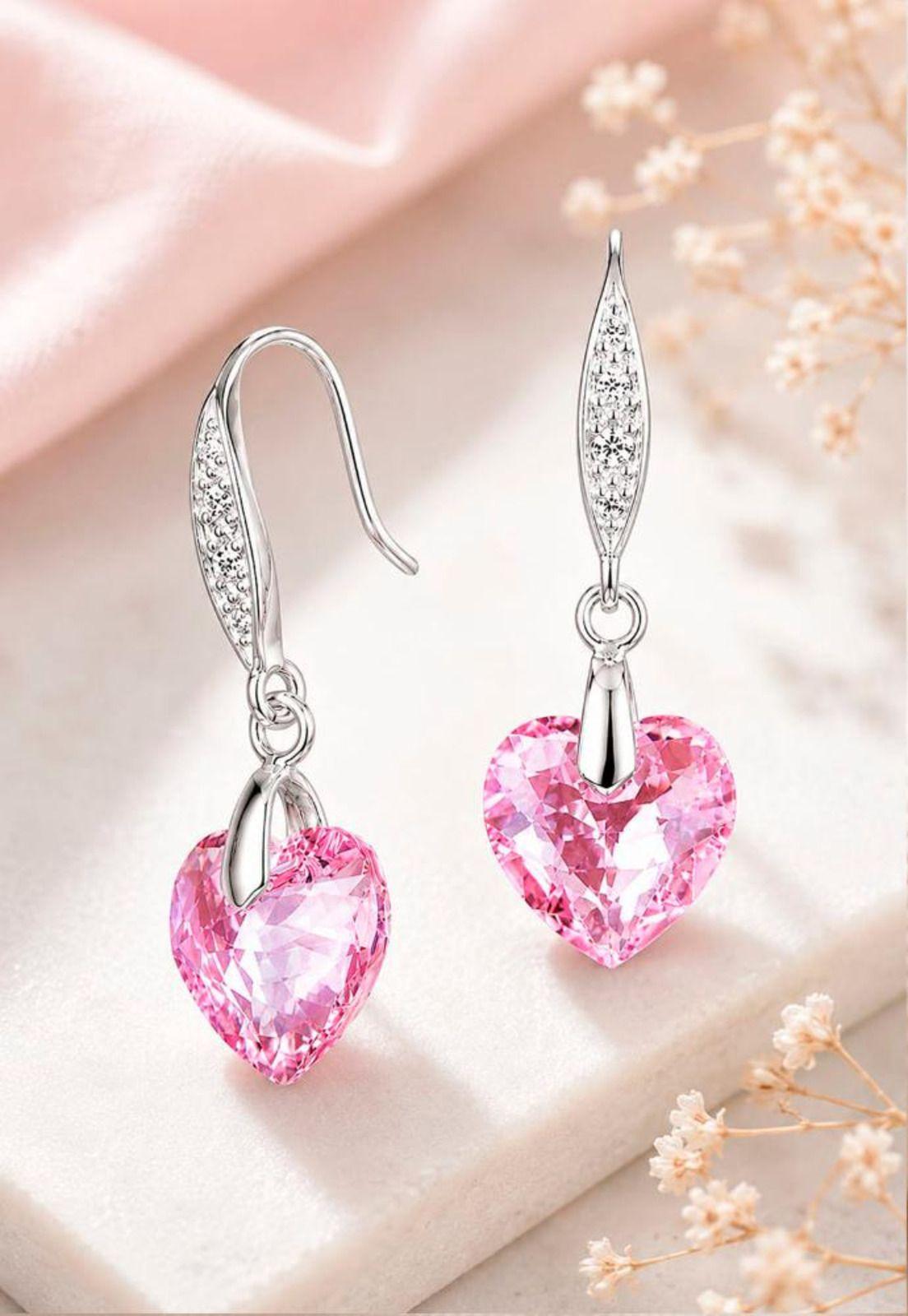 Aros Amor Plata 925 Cristal Swarovski® Light Rose-1