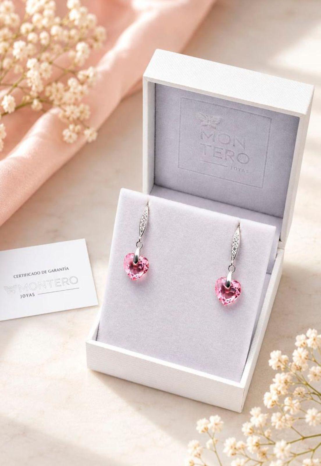 Aros Amor Plata 925 Cristal Swarovski® Light Rose-2