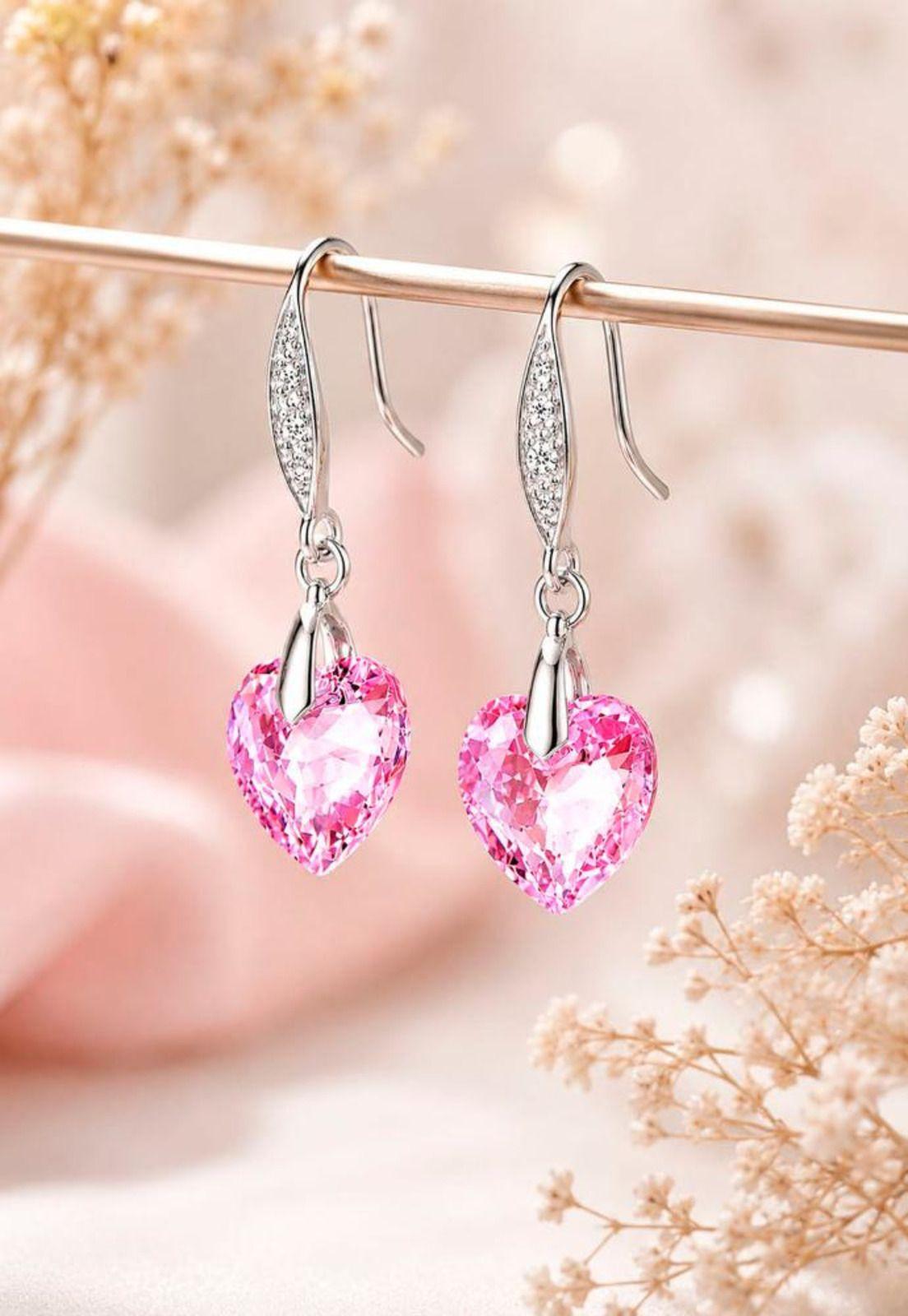 Aros Amor Plata 925 Cristal Swarovski® Light Rose-3