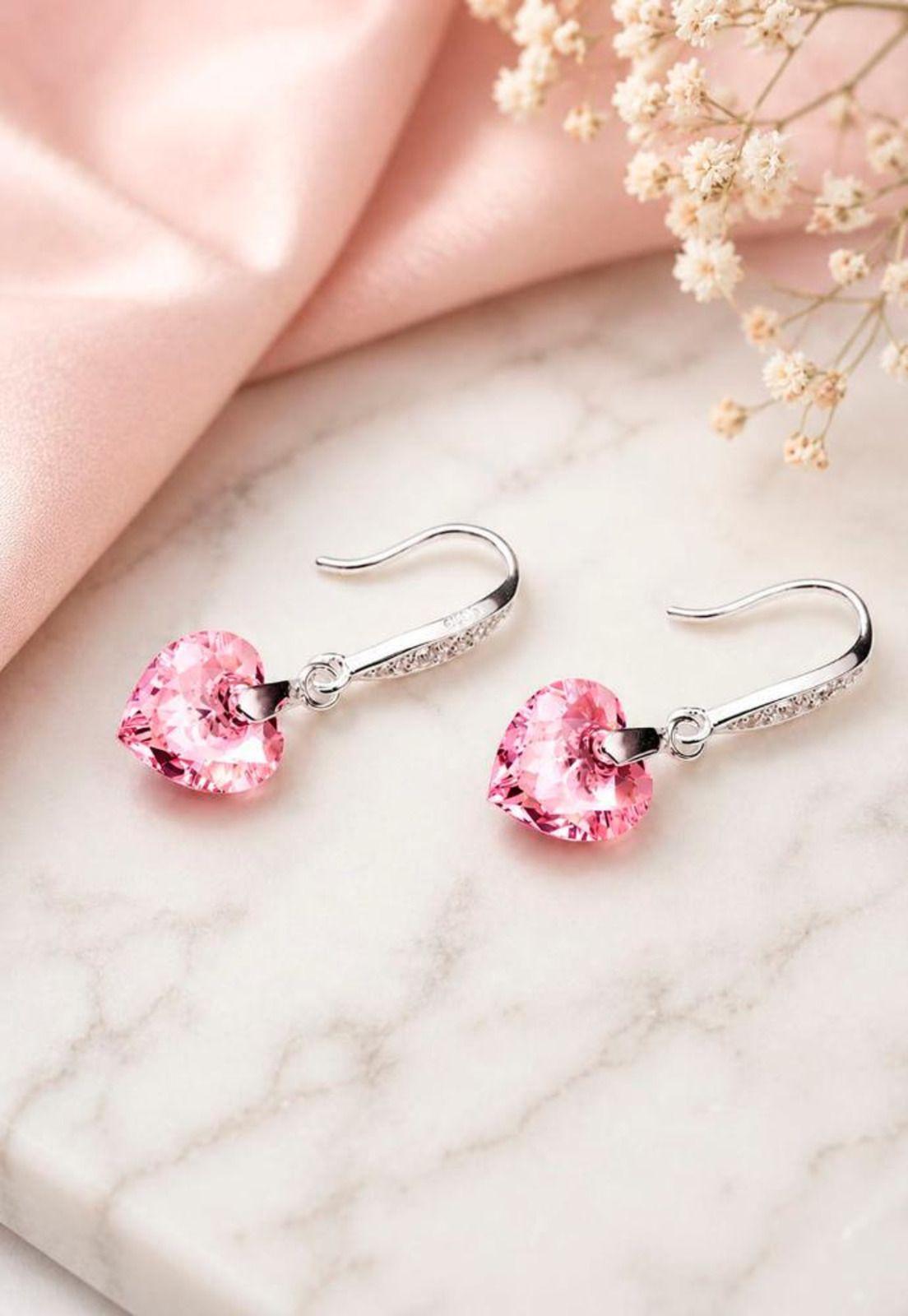 Aros Amor Plata 925 Cristal Swarovski® Light Rose-4