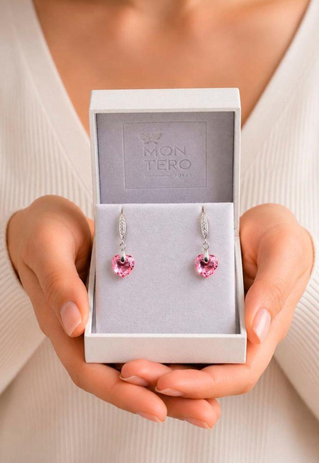 Aros Amor Plata 925 Cristal Swarovski® Light Rose-5