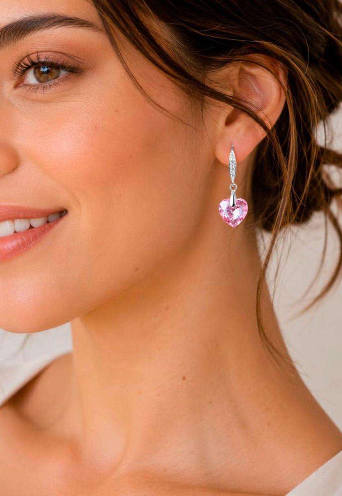 Aros Amor Plata 925 Cristal Swarovski® Light Rose-6