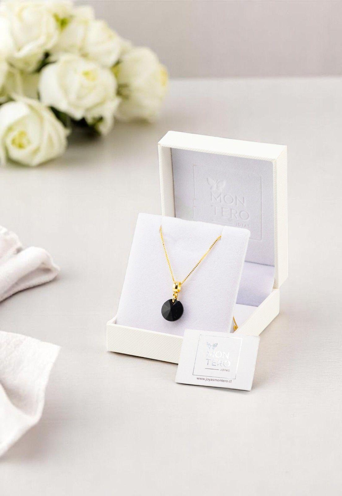 Collar Aurora Gold 24K Cristal Genuino  Jet -2
