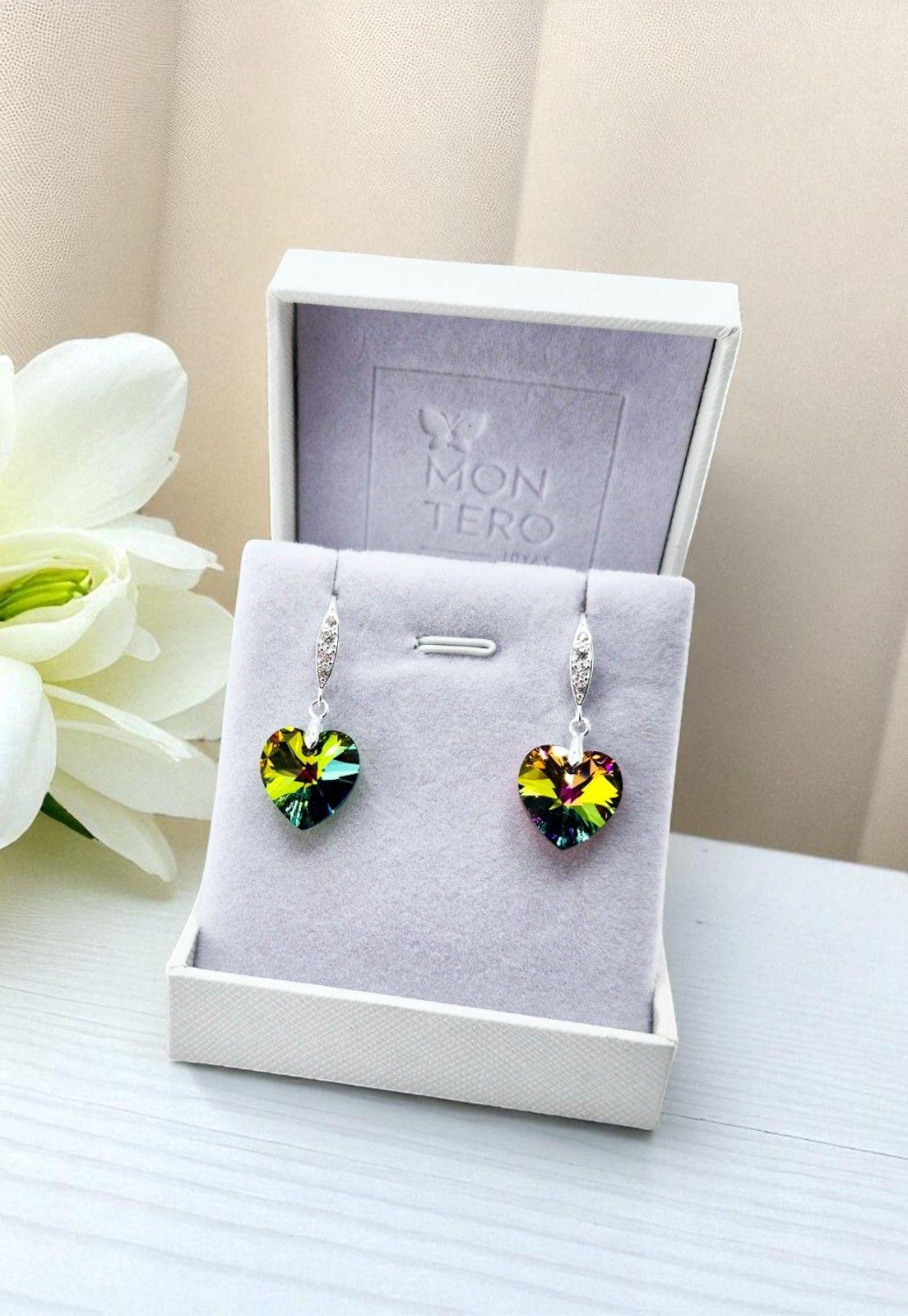 Aros Gran Romance Plata 925 Cristal Genuino Vitral Medium-3