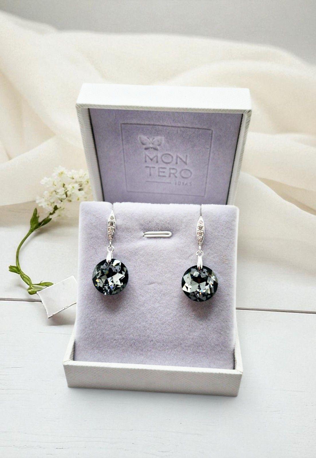 Aros Gran Gracia Plata 925 Cristal Genuino Silver Night-3