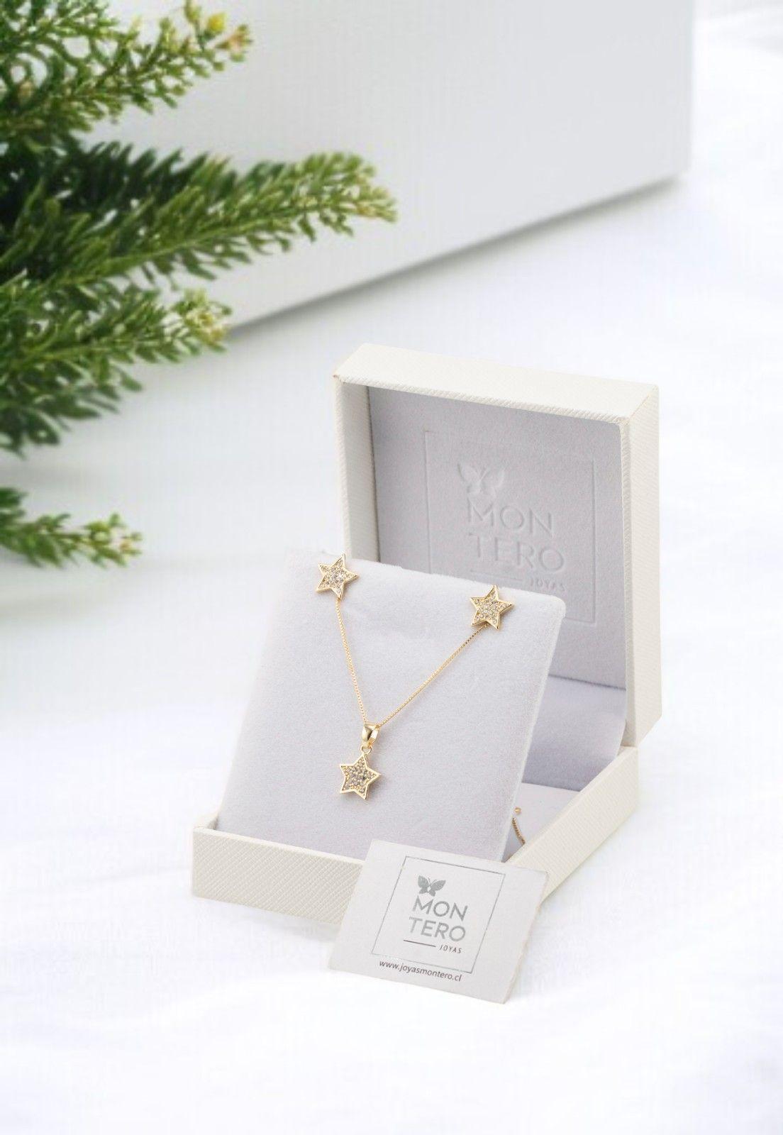 Conjunto Estelar Gold Con Microcircones Baño de Oro 24k-3