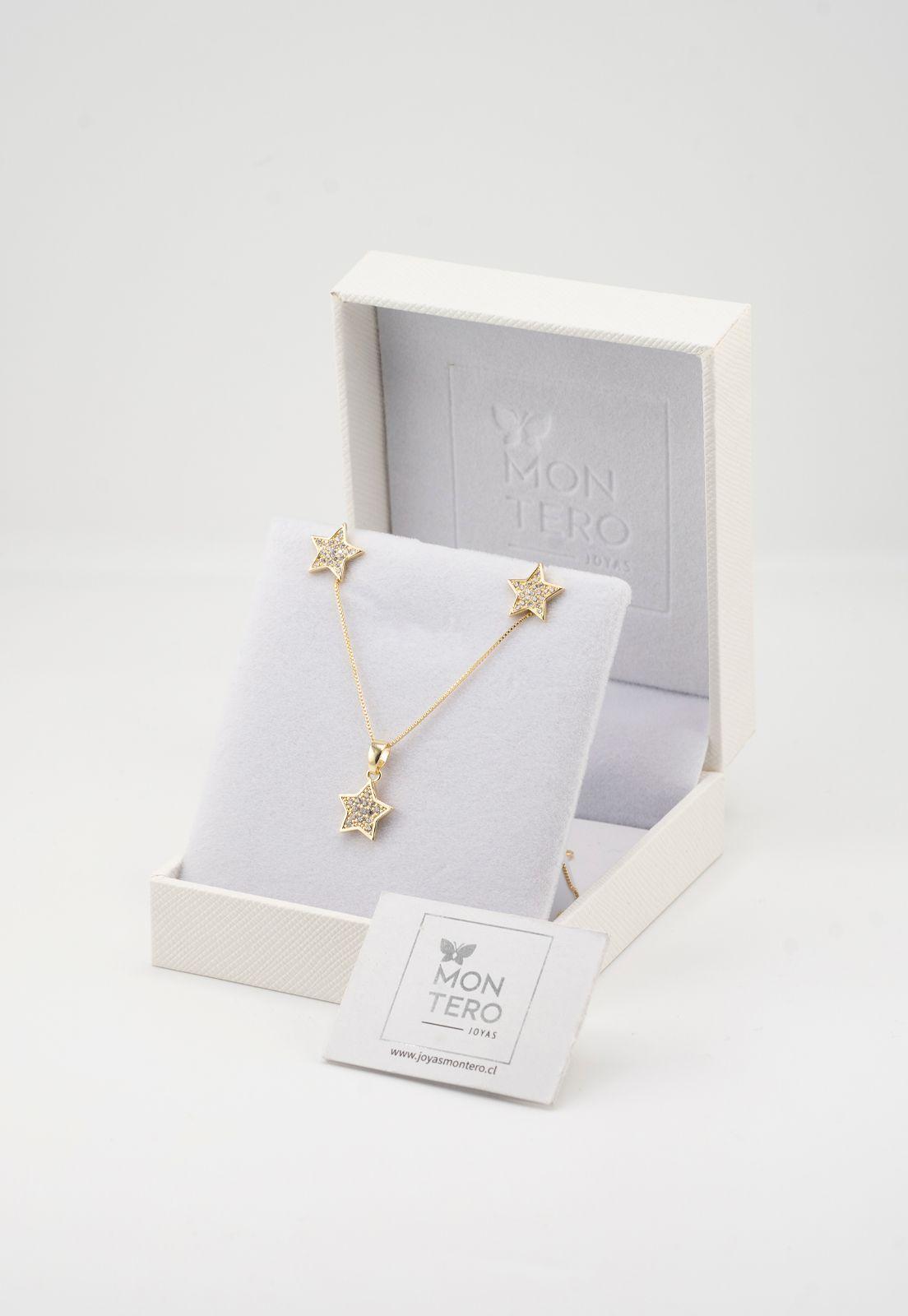 Conjunto Estelar Gold Con Microcircones Baño de Oro 24k-4