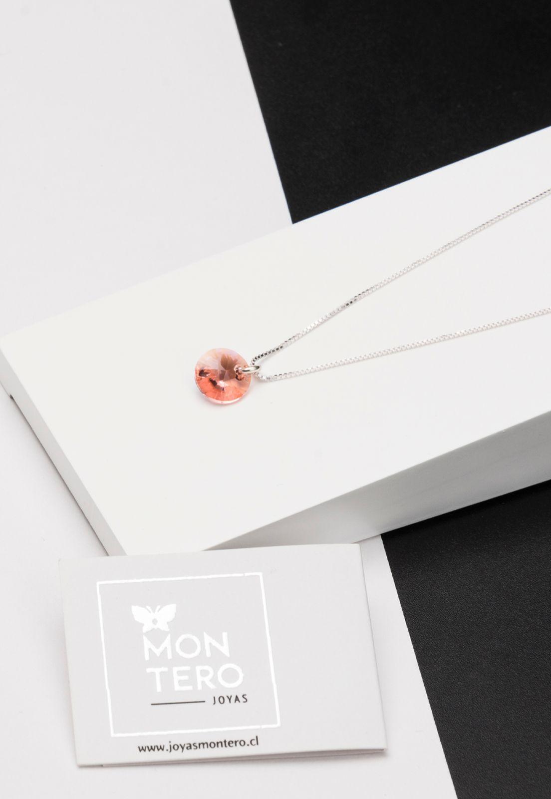 Collar Punto de Luz Cristales Genuinos Rose Peach.-2