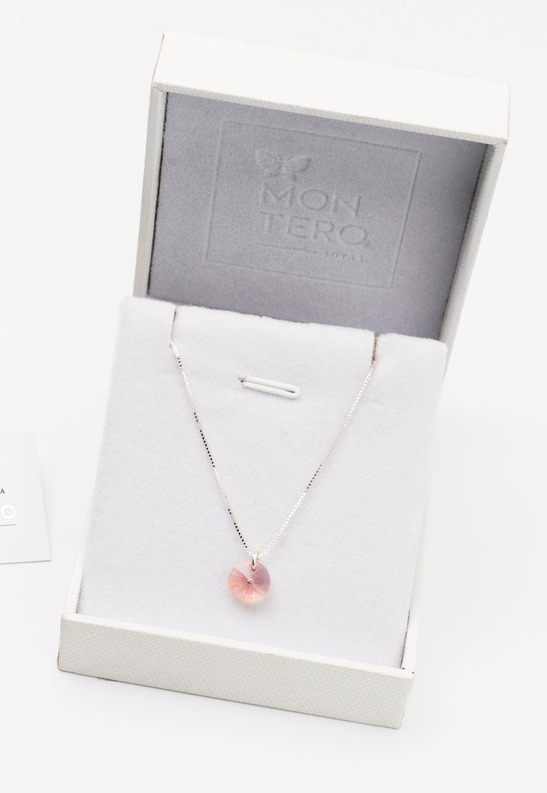 Collar Punto de Luz Cristales Genuinos Rose Peach.-1
