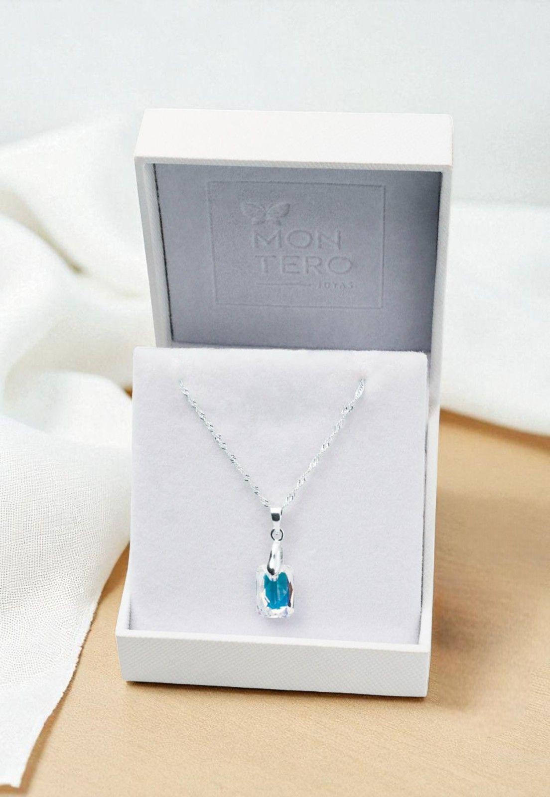 Collar Estefania Plata Italiana 925 Cristal Genuino Aurora Boreal -2