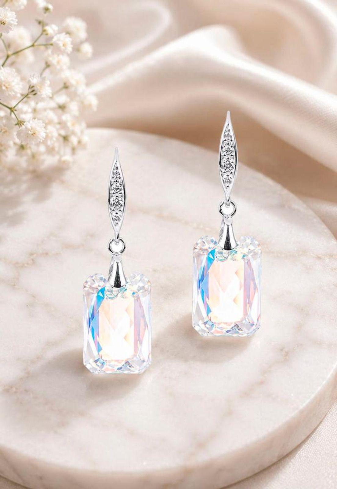 Aros Gran Estefania Plata 925 Cristal Swarovski® Aurora Boreal-3