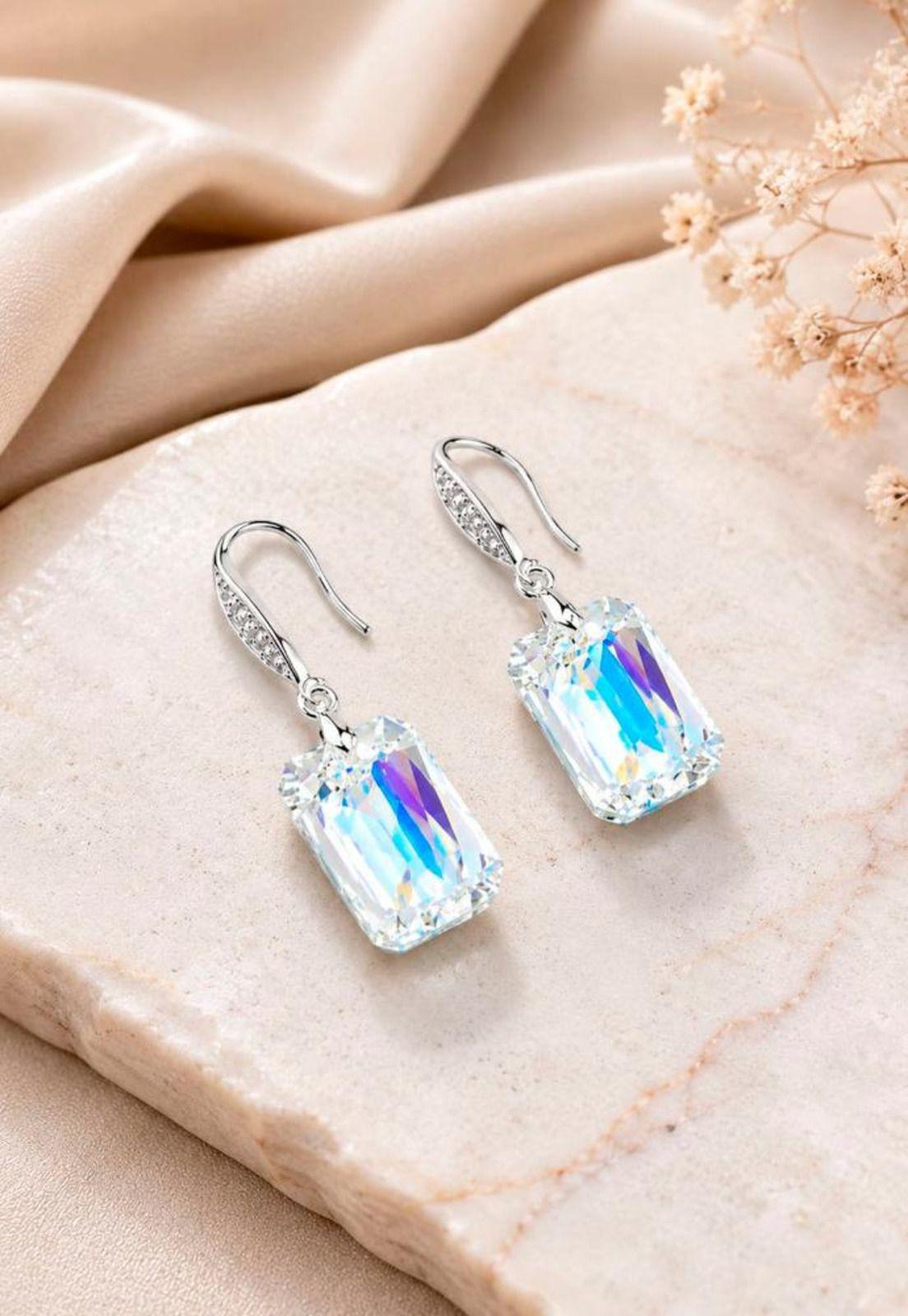 Aros Gran Estefania Plata 925 Cristal Swarovski® Aurora Boreal-4