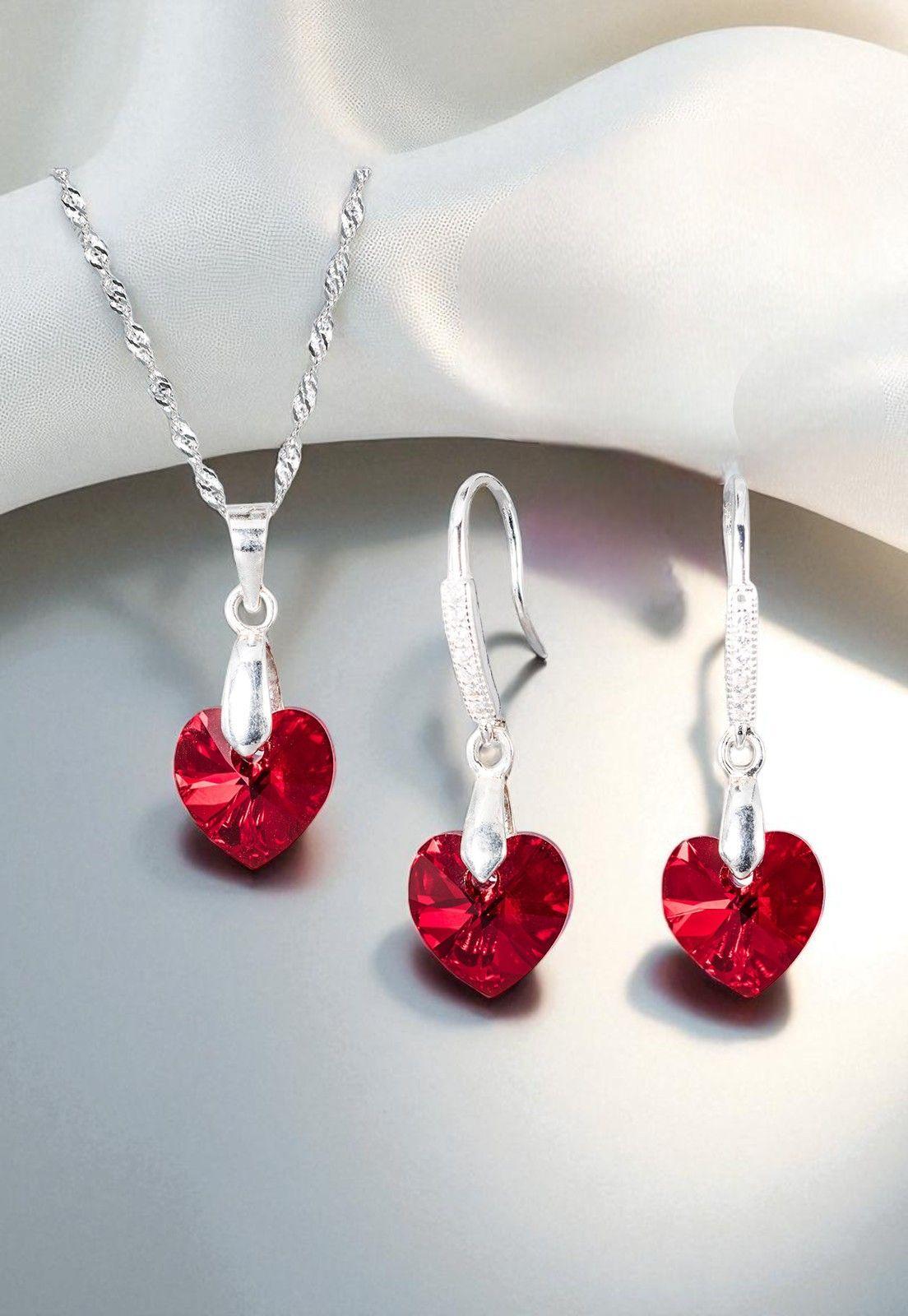 Conjunto Romance Plata Italiana 925 Cristal Genuino Siam-1