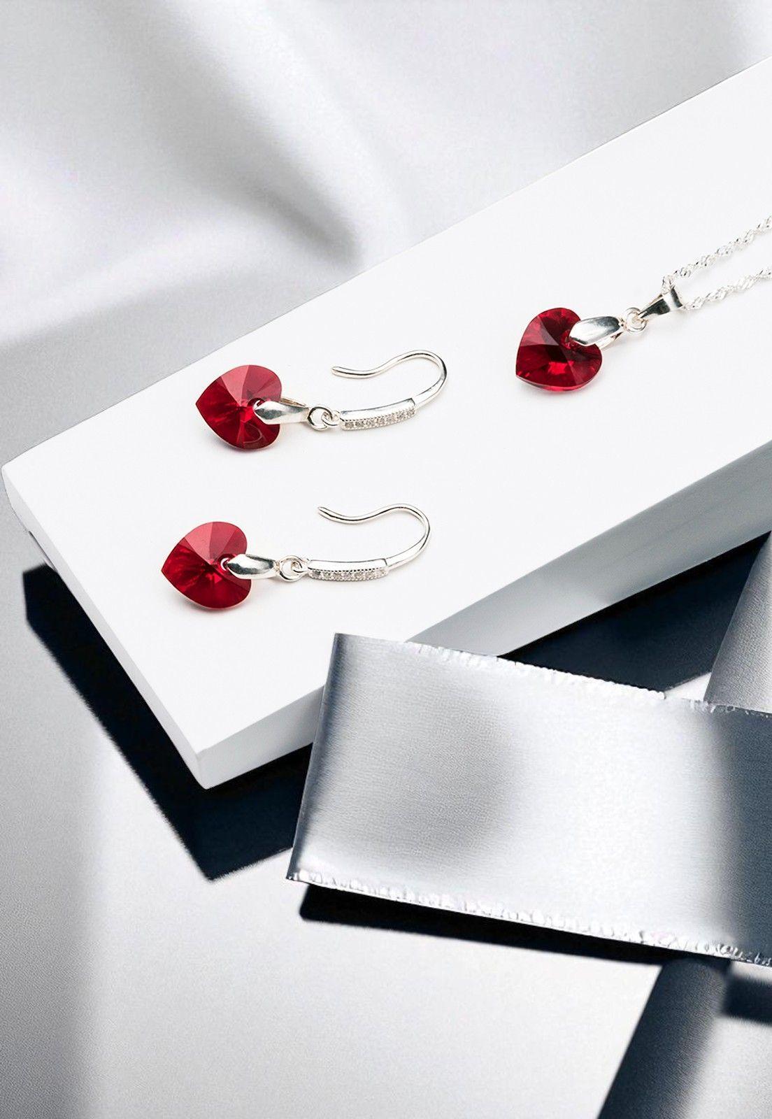 Conjunto Romance Plata Italiana 925 Cristal Genuino Siam-2