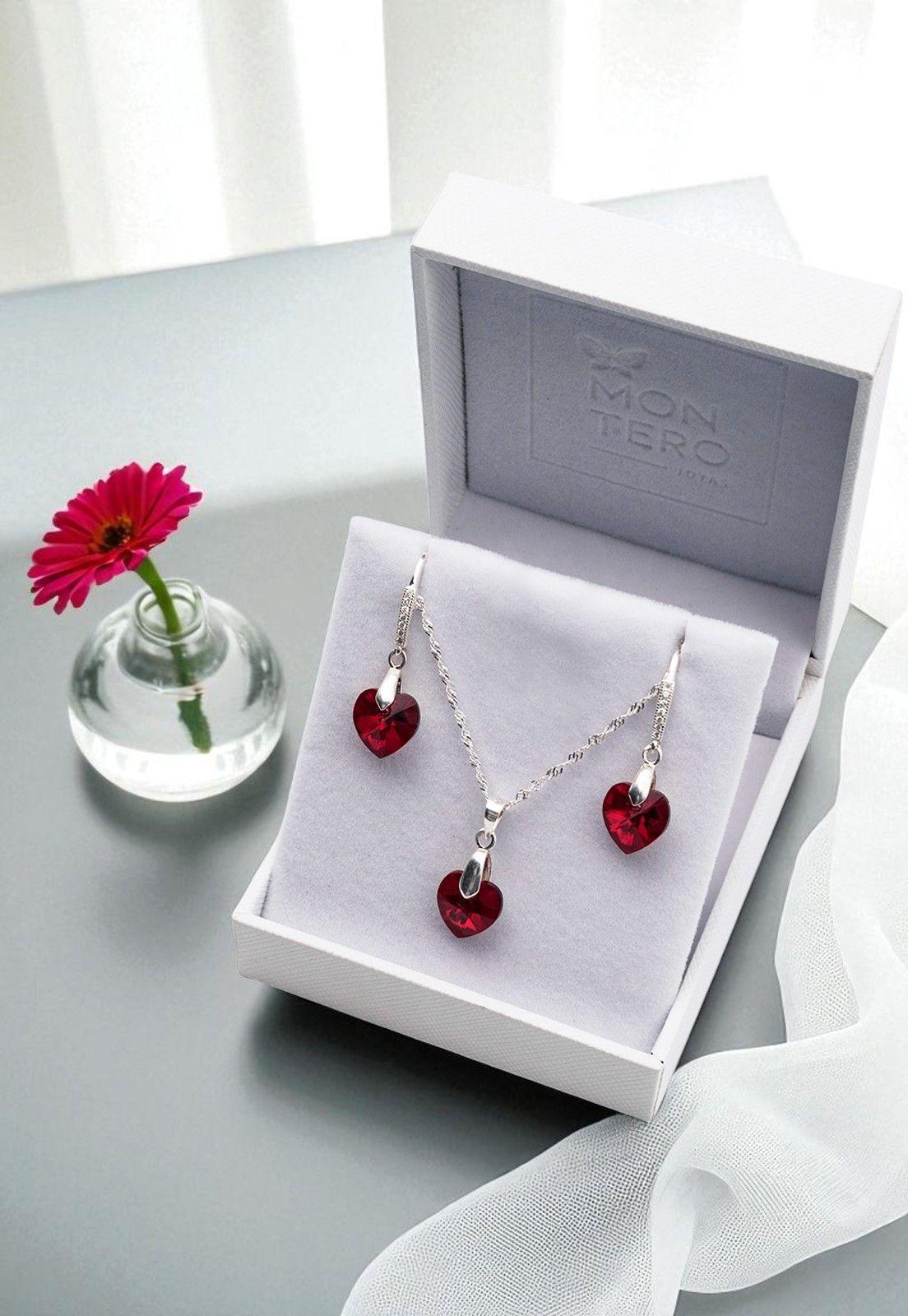 Conjunto Romance Plata Italiana 925 Cristal Genuino Siam-3