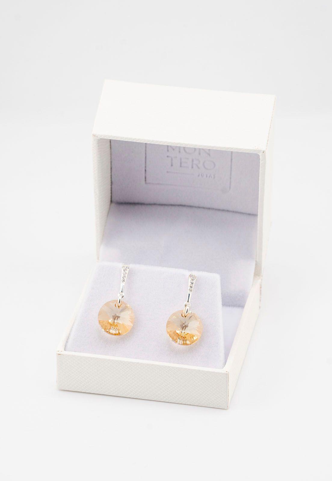 Aros Paris Plata 925 y Cristales Genuinos Golden Shadow-2