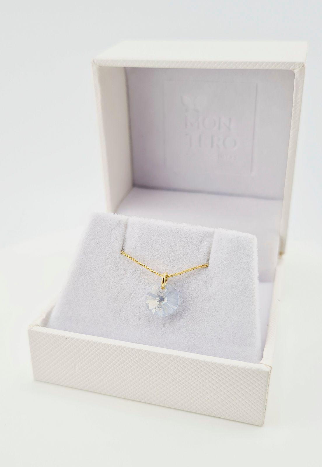 Collar Punto de Luz Gold Cristales Genuinos Blue Shade -2