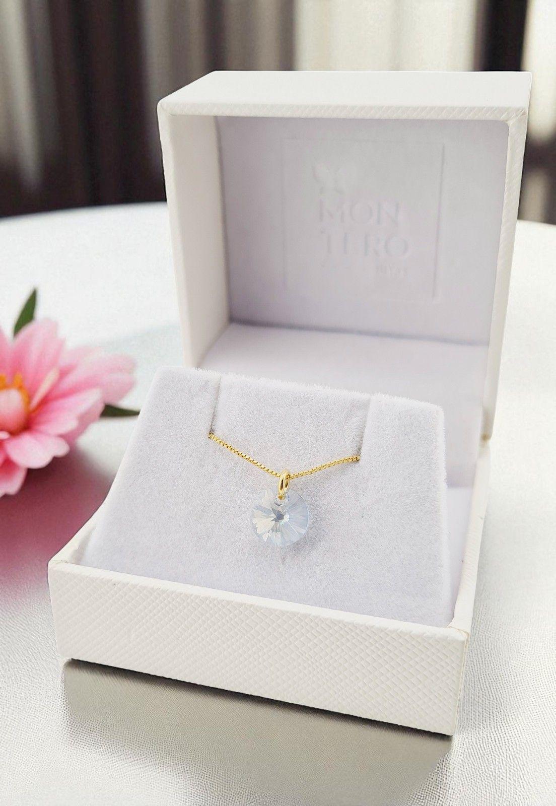 Collar Punto de Luz Gold Cristales Genuinos Blue Shade -2