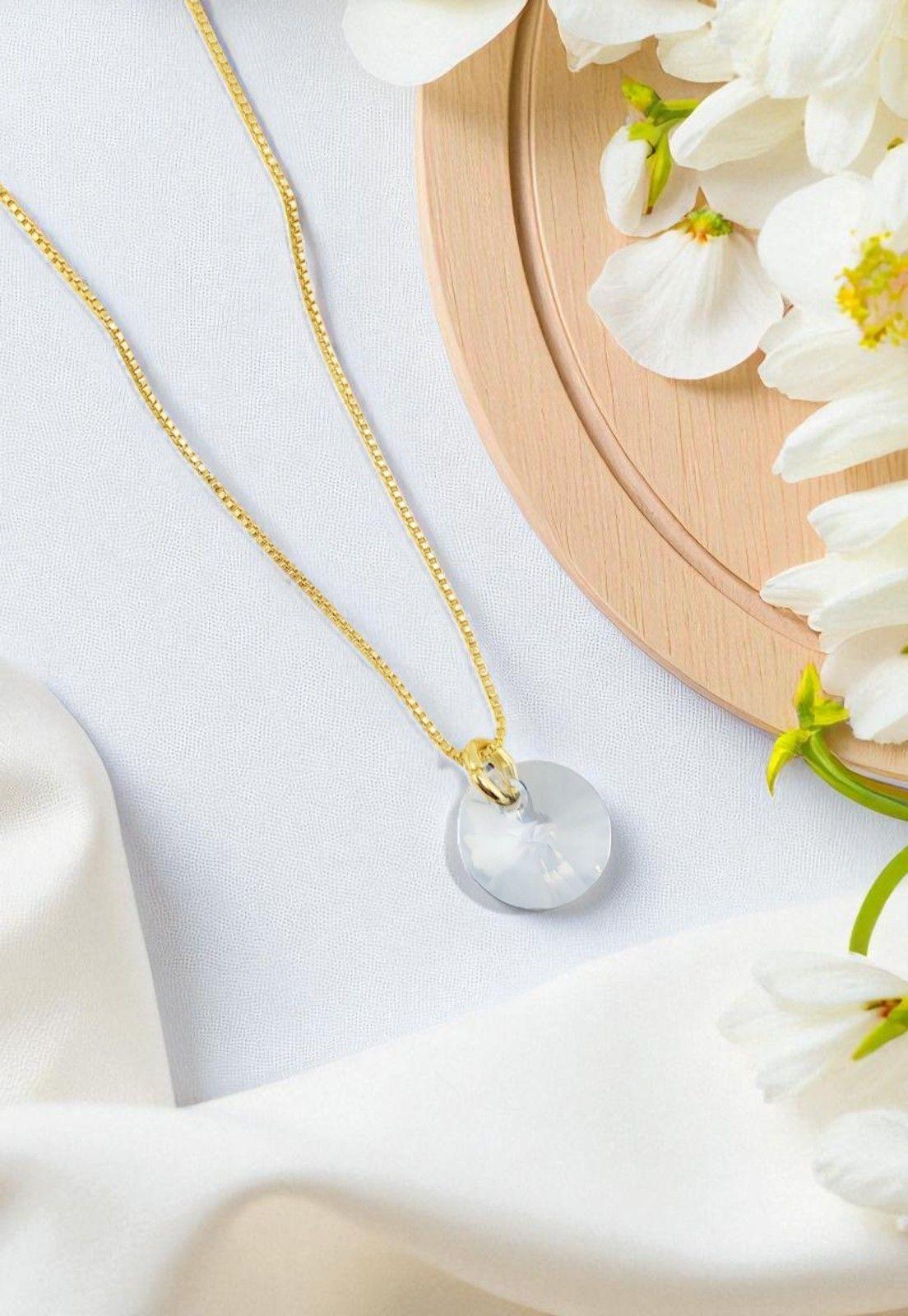 Collar Punto de Luz Gold Cristales Genuinos Blue Shade -3
