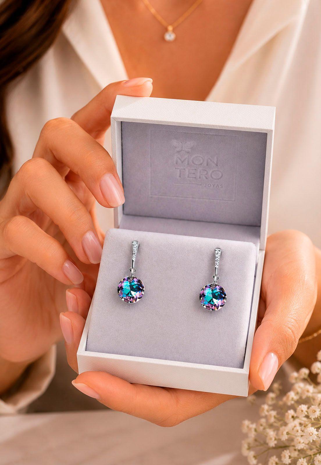 Aros Gracia Plata 925  Cristal Swarovski® Vitral Light-6