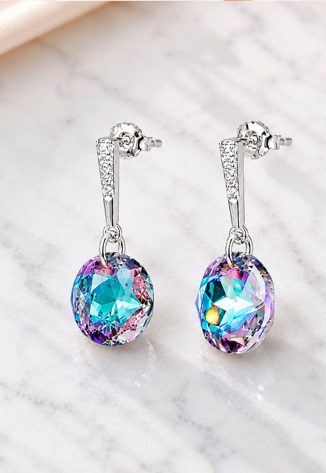 Aros Gracia Plata 925  Cristal Swarovski® Vitral Light-7