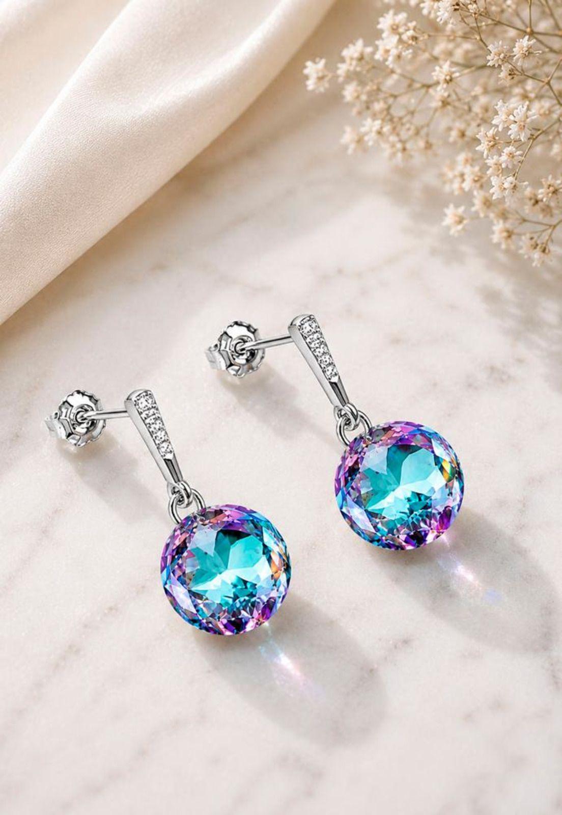 Aros Gracia Plata 925  Cristal Swarovski® Vitral Light-3