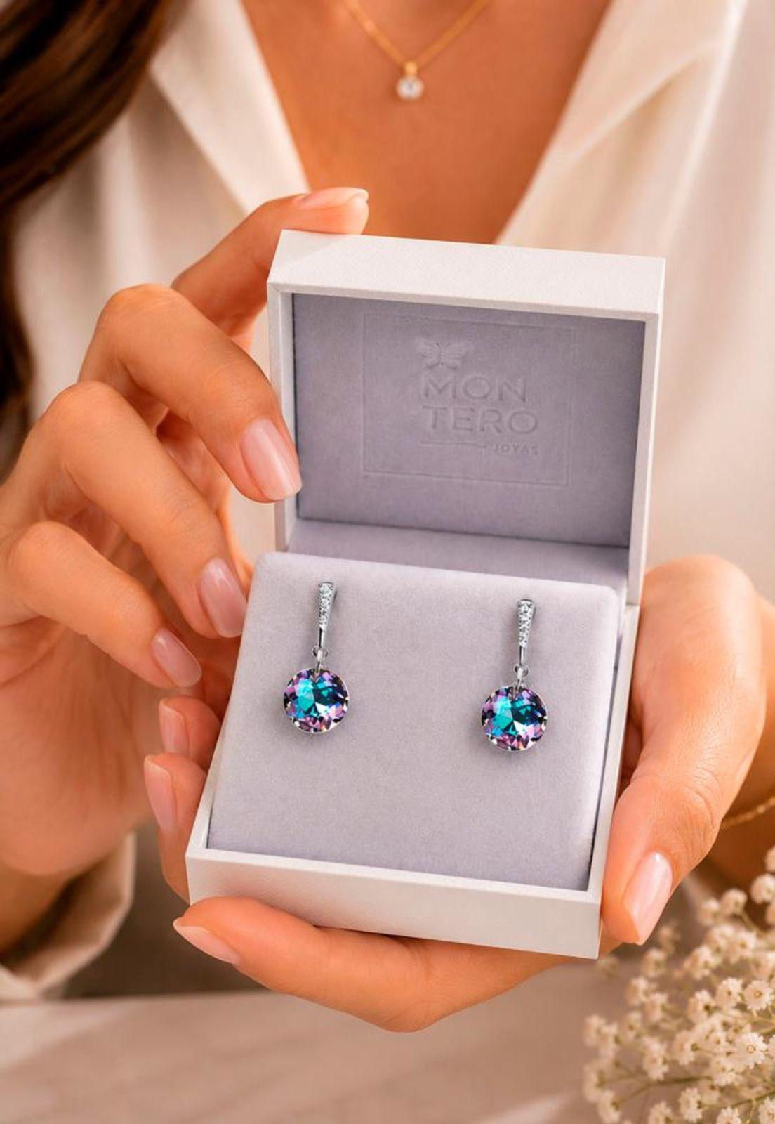 Aros Gracia Plata 925  Cristal Swarovski® Vitral Light-6