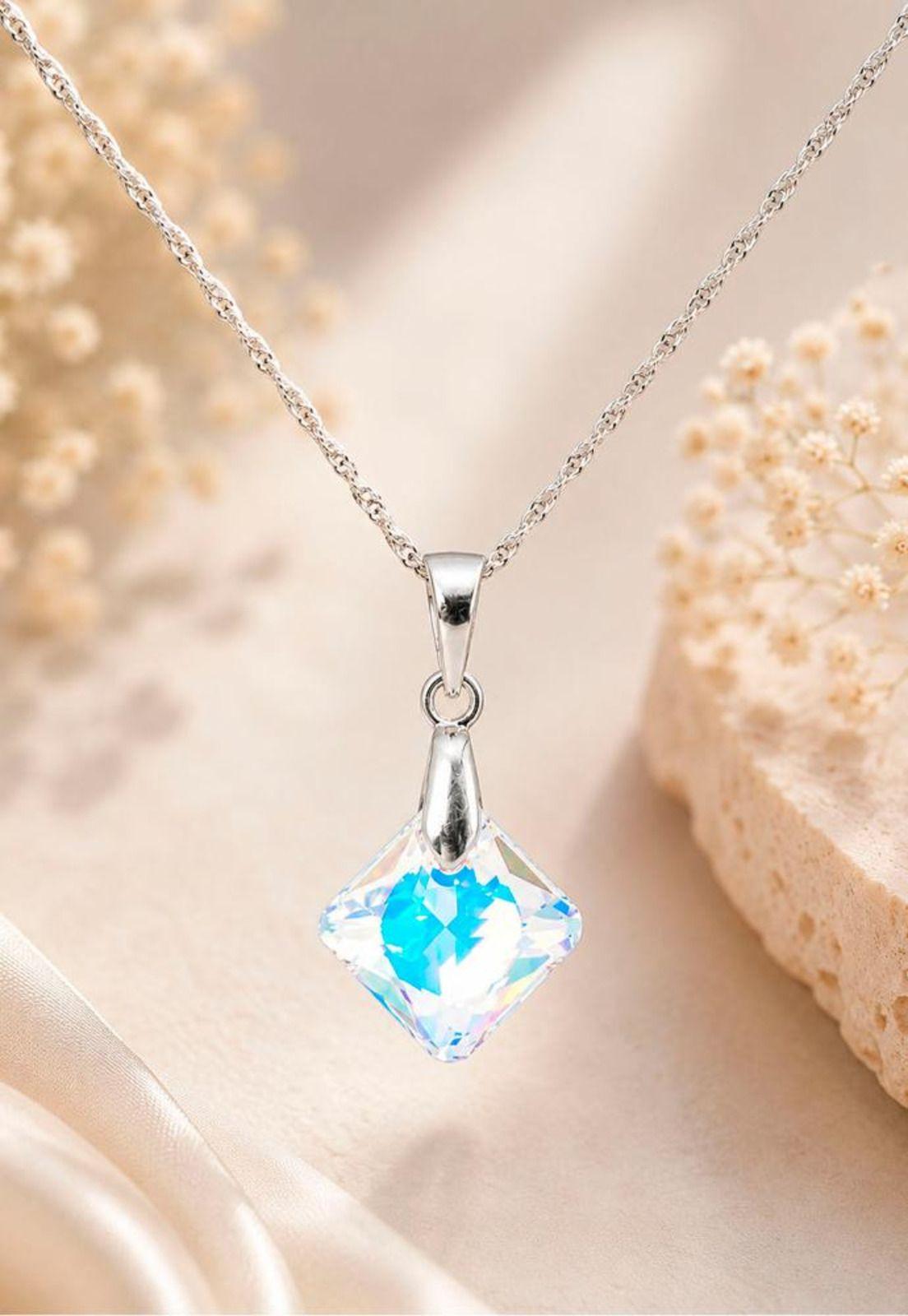 Collar Cristina Plata 925 Cristal Swarovski® Aurora  Boreal-2