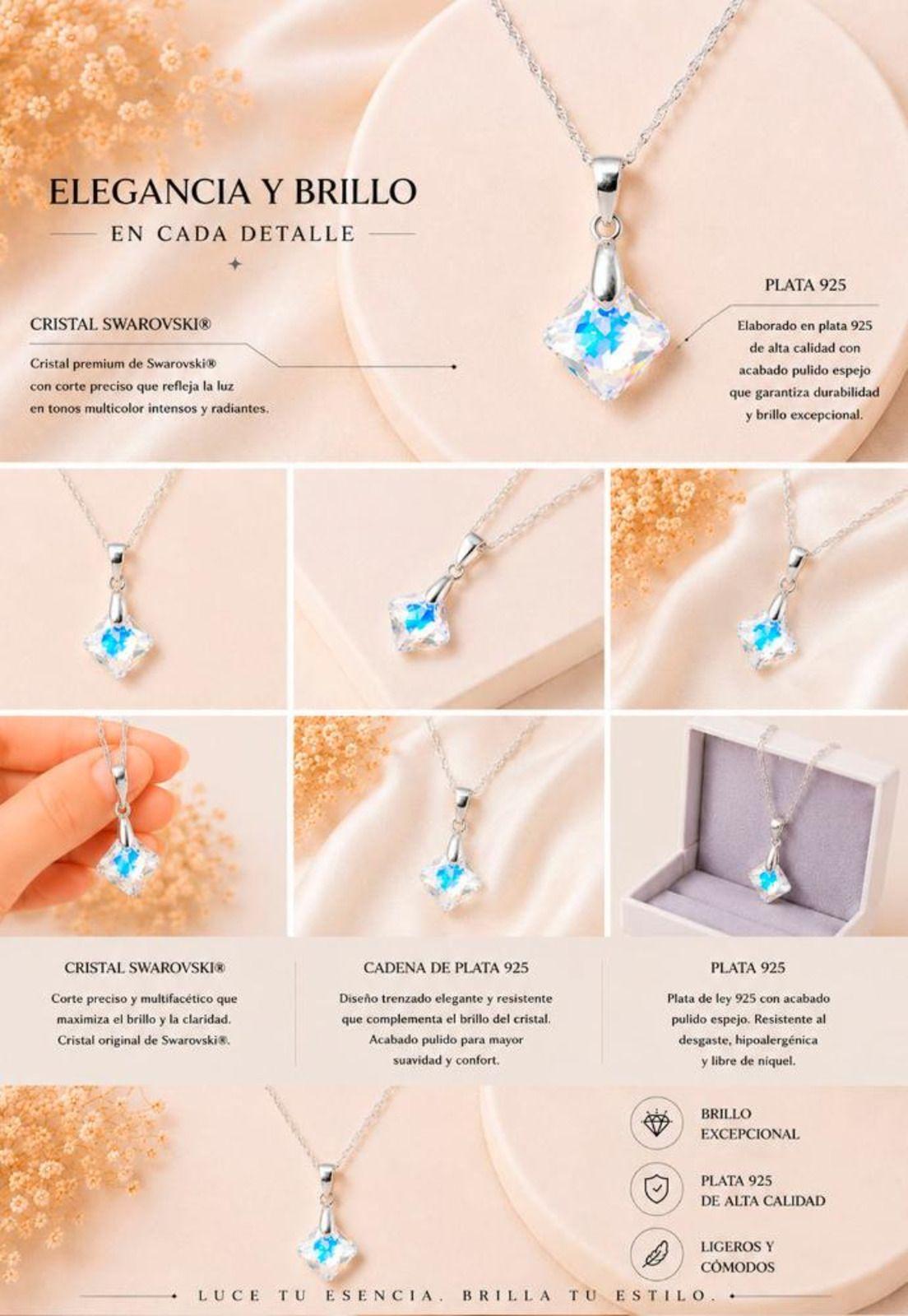 Collar Cristina Plata 925 Cristal Swarovski® Aurora  Boreal-4