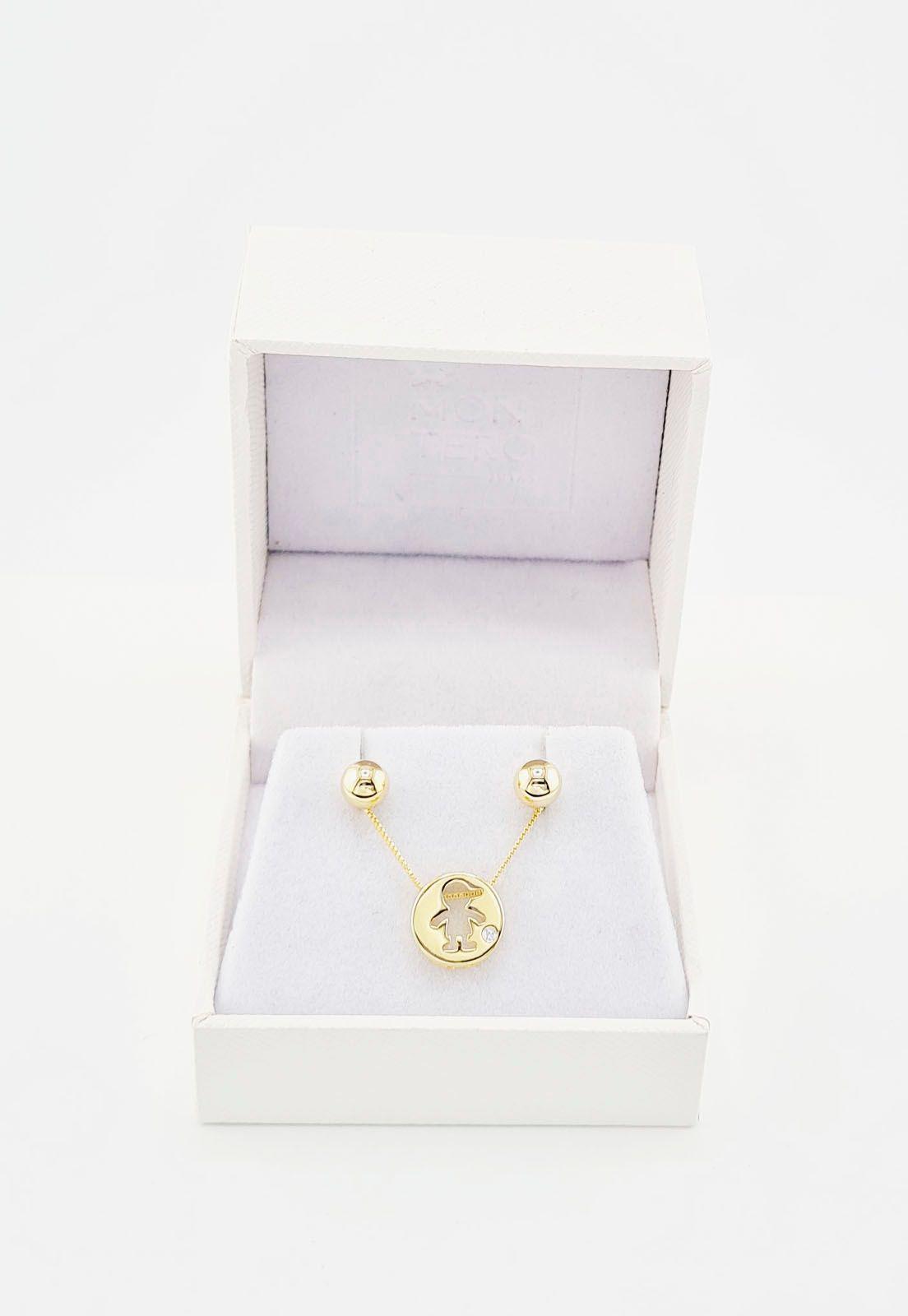 Conjunto Crianza Gold Niño con Circon Blanco Baño de Oro 24k-3