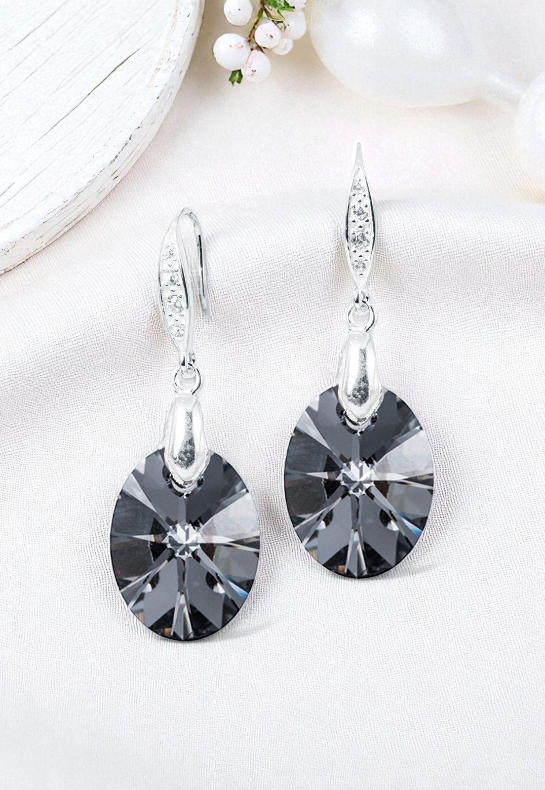 Aros Gran Praga Plata Italiana 925 Cristal Genuino Silver Night-2