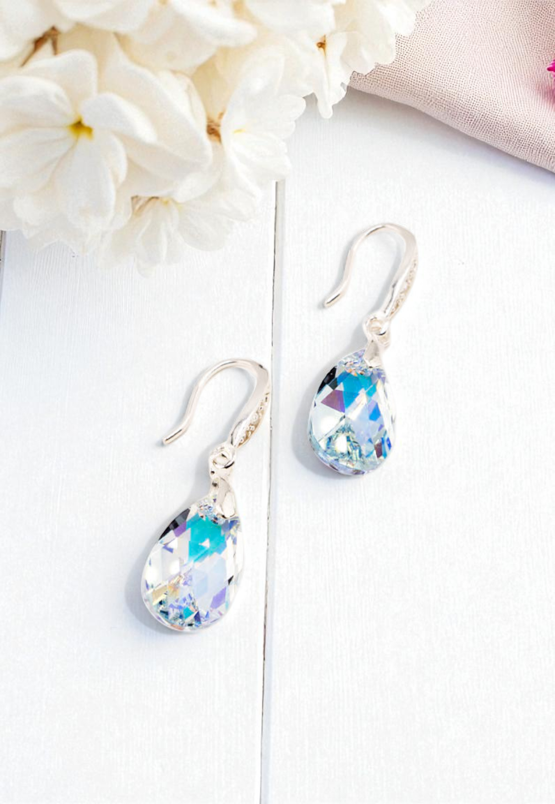 Aros Petra Plata Italiana 925 Cristal Genuino Aurora Boreal-2