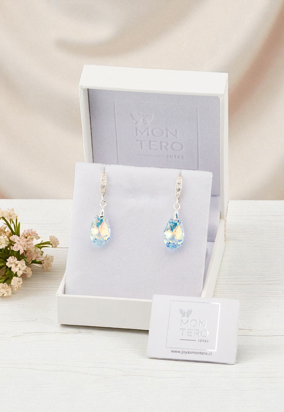 Aros Petra Plata Italiana 925 Cristal Genuino Aurora Boreal-3