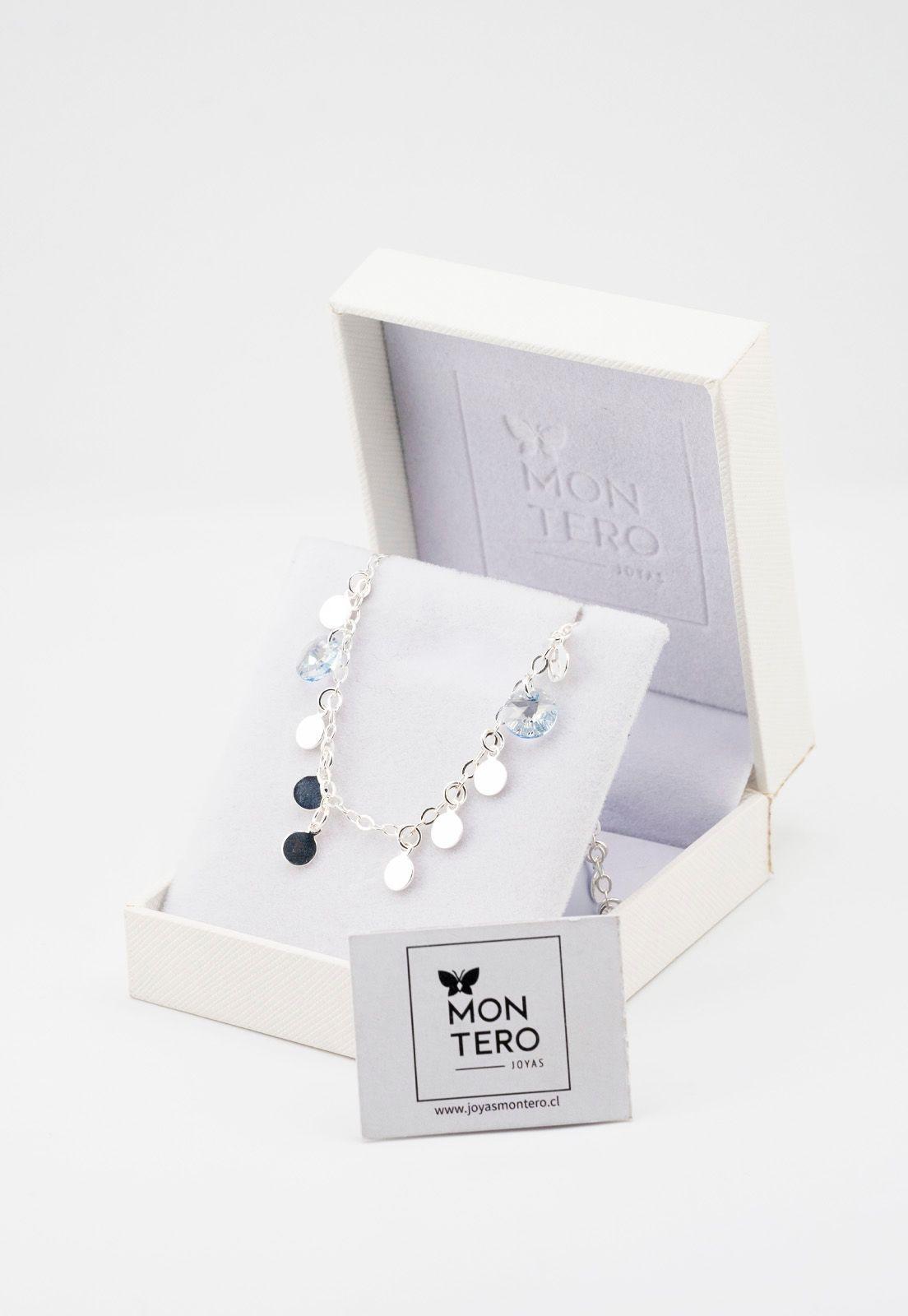 Collar Rumania Plata Italiana 925 y Cristal Genuino Blue Shade-2