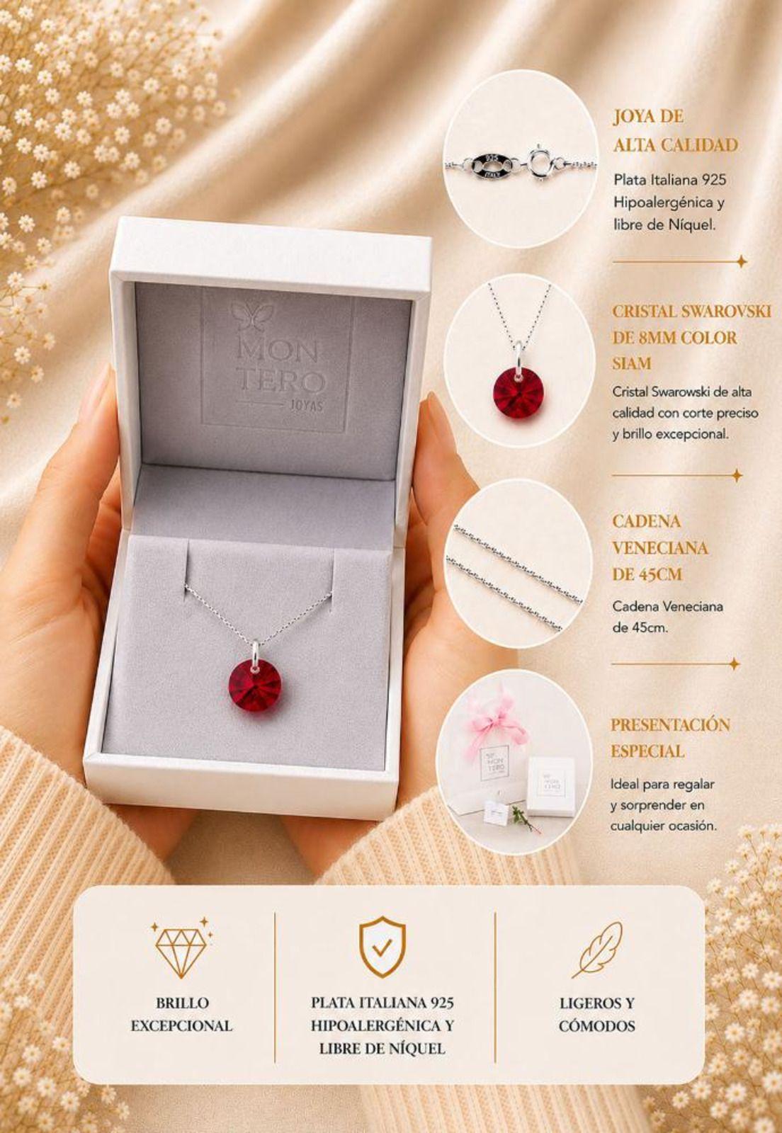 Collar Punto de Luz Plata 925 Cristal Swarovski® Scarlet-5