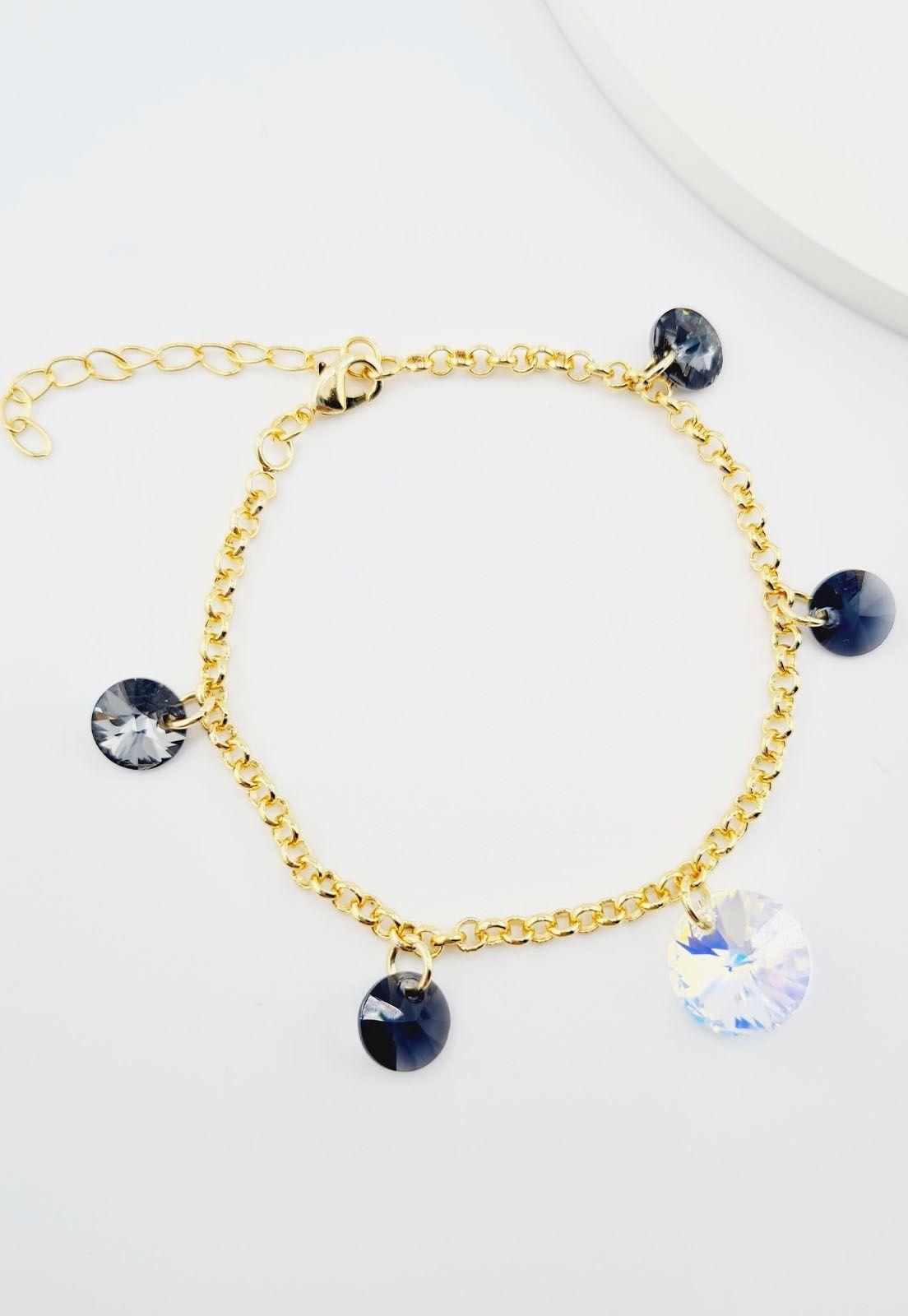 Pulsera Nepal Gold Baño de Oro 24k y Cristales Genuinos Silver Night-3