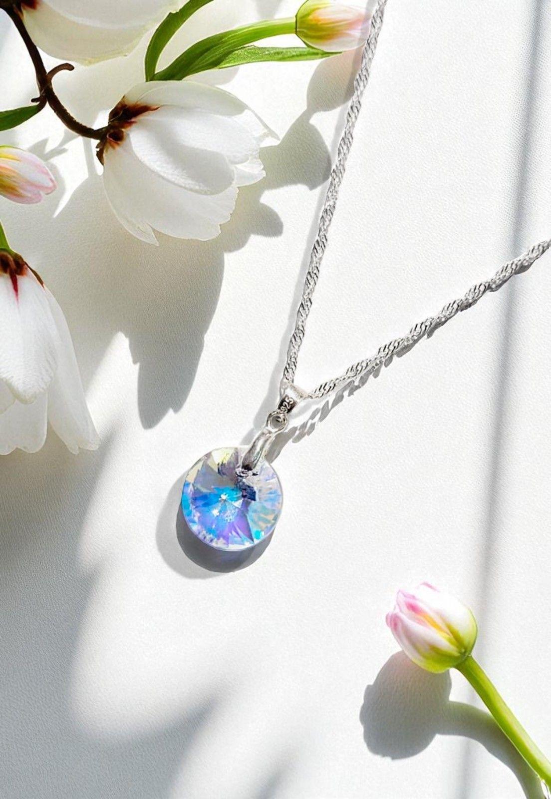 Collar Paris Plata Italiana 925 y Cristales Genuinos Aurora Boreal-3