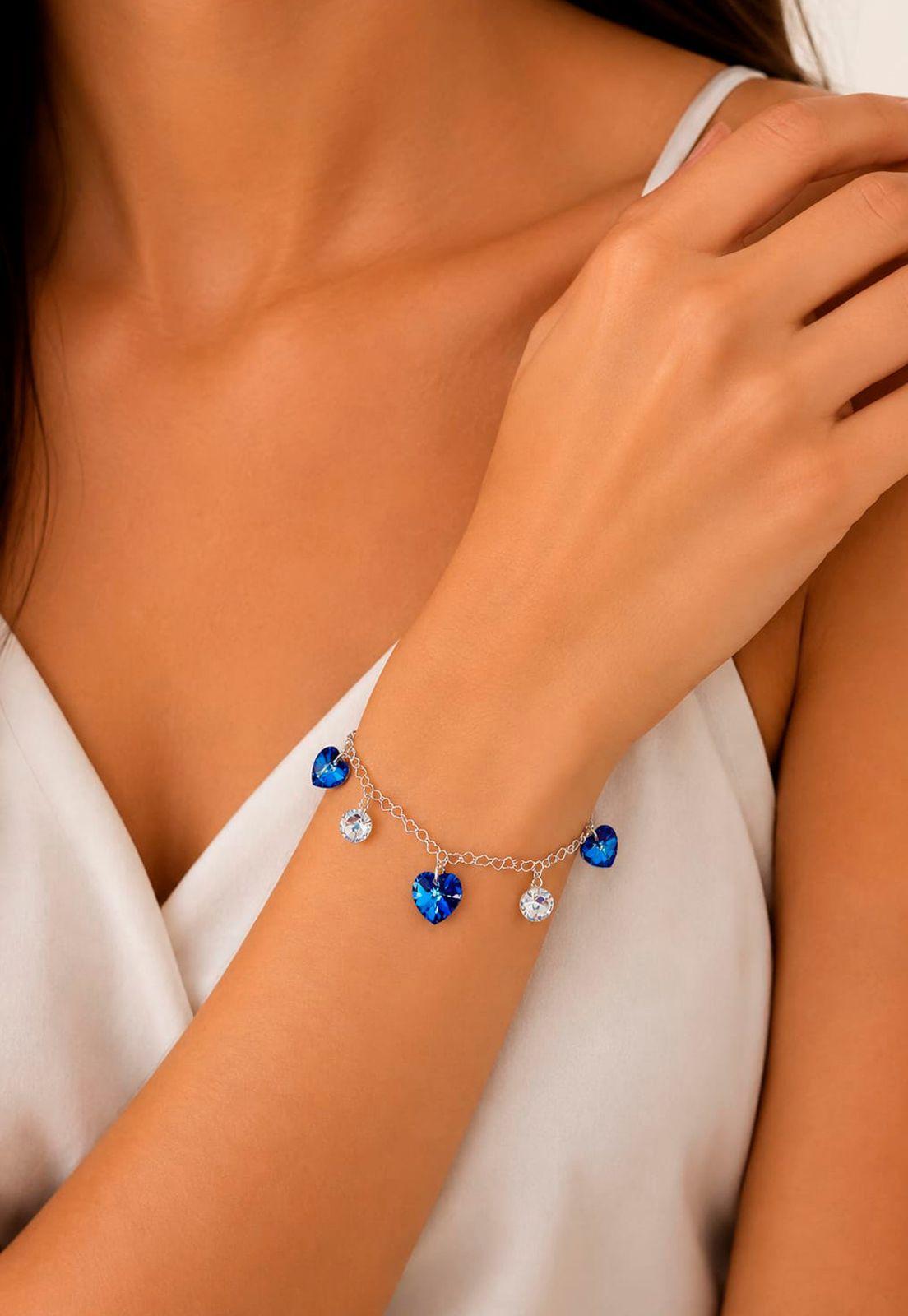 Pulsera Romance Plata 925 Cristal Swarovski® Bermuda Blue-5