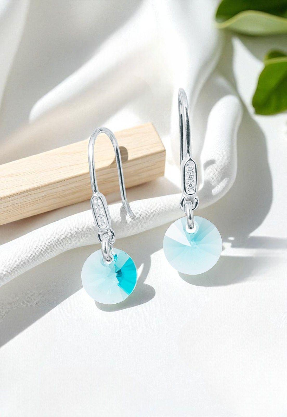 Aros Punto de Luz Plata 925 Cristal Swarovski® Turquesa-3