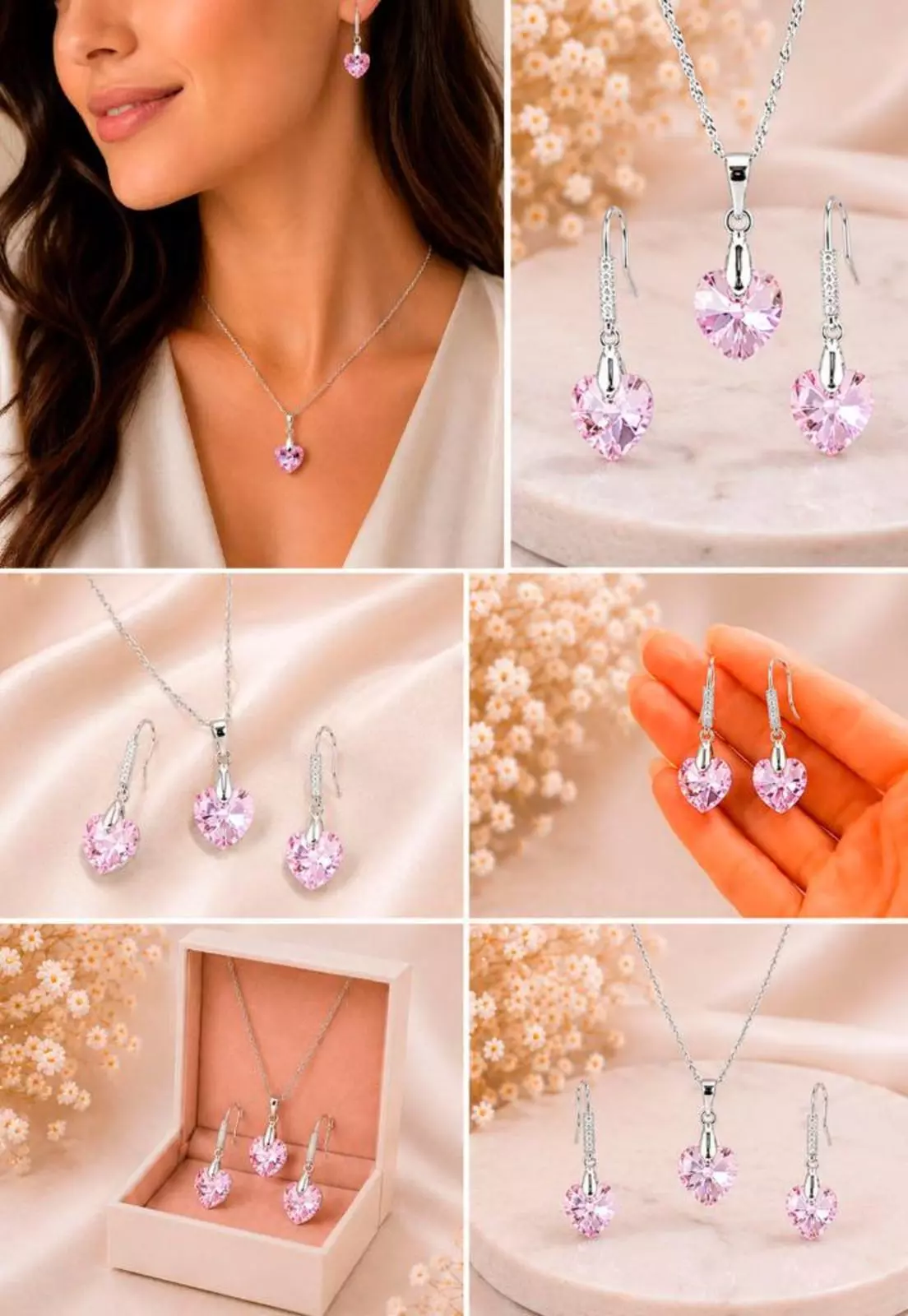 Conjunto Romance Plata 925 Cristal Swarovski® Light Rose-4