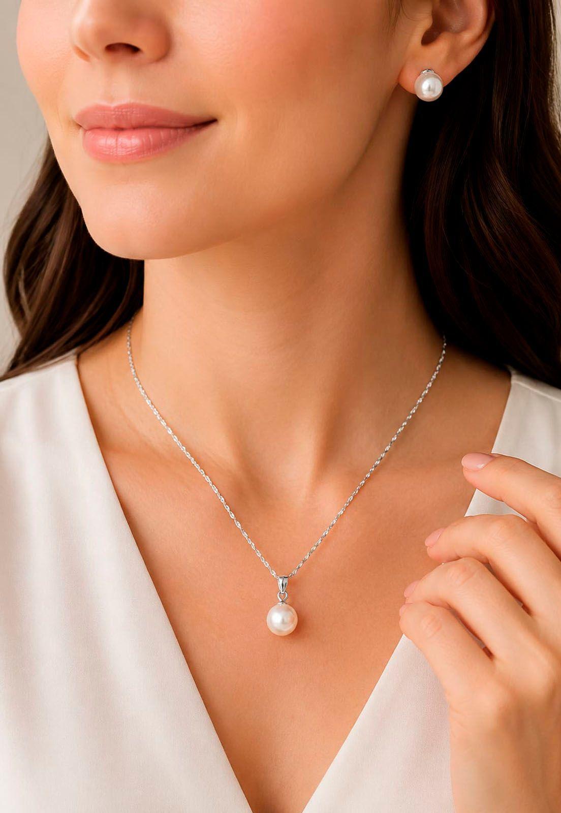 Conjunto Viena Plata 925 Perla Swarovski® Cream-6
