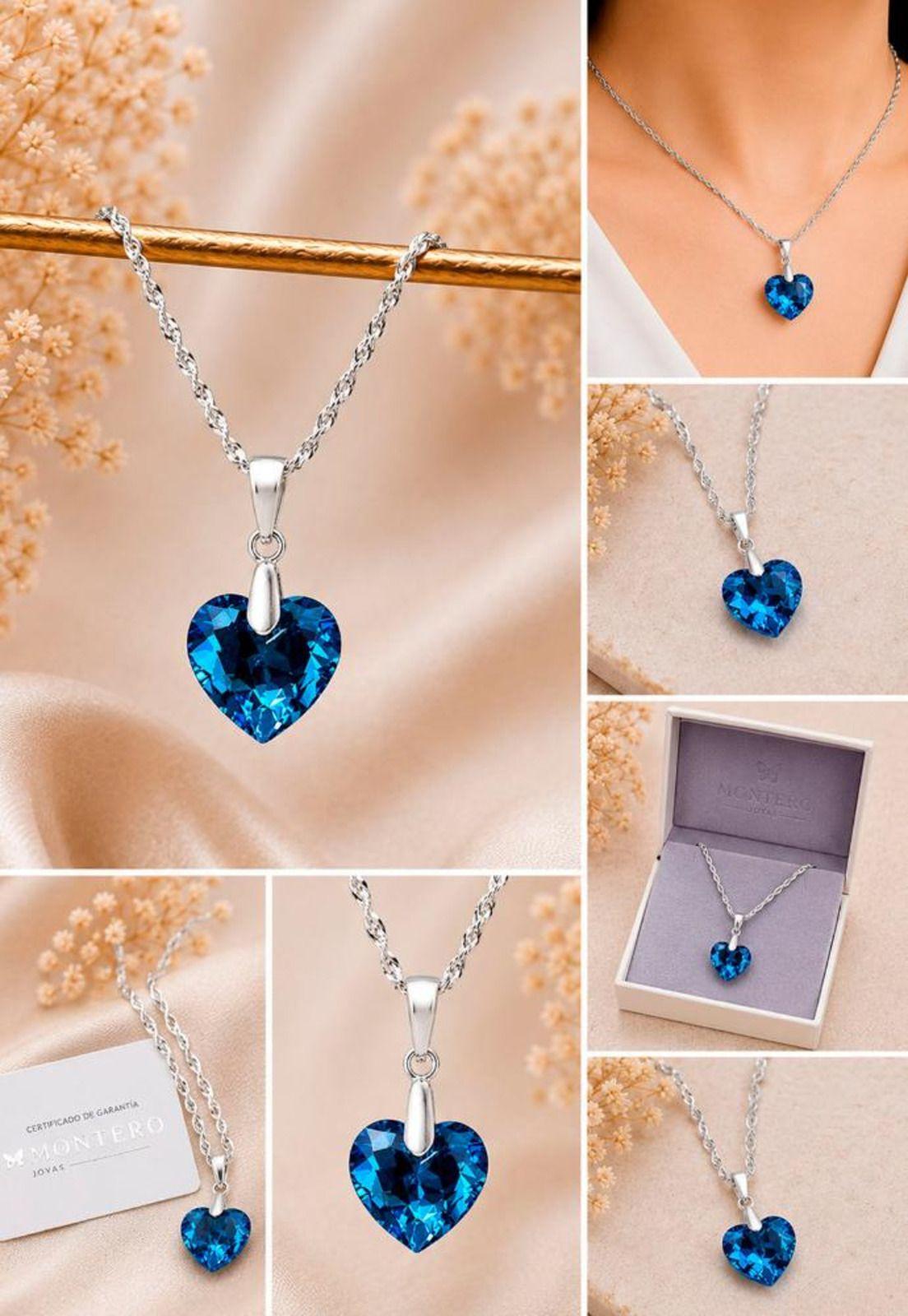 Collar Amor Plata 925 Cristal Swarovski® Aquamarine-6